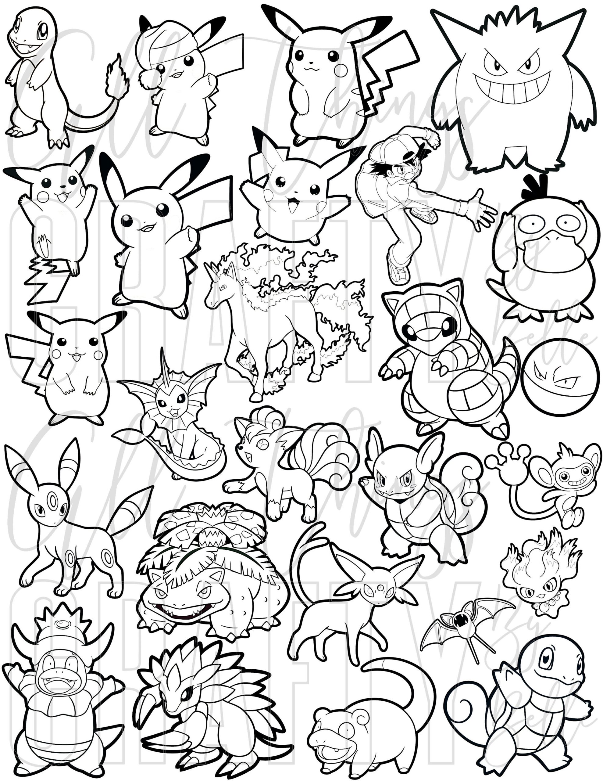 Pokemon Coloring Sheets 78 Digital PDF Coloring Pages Etsy