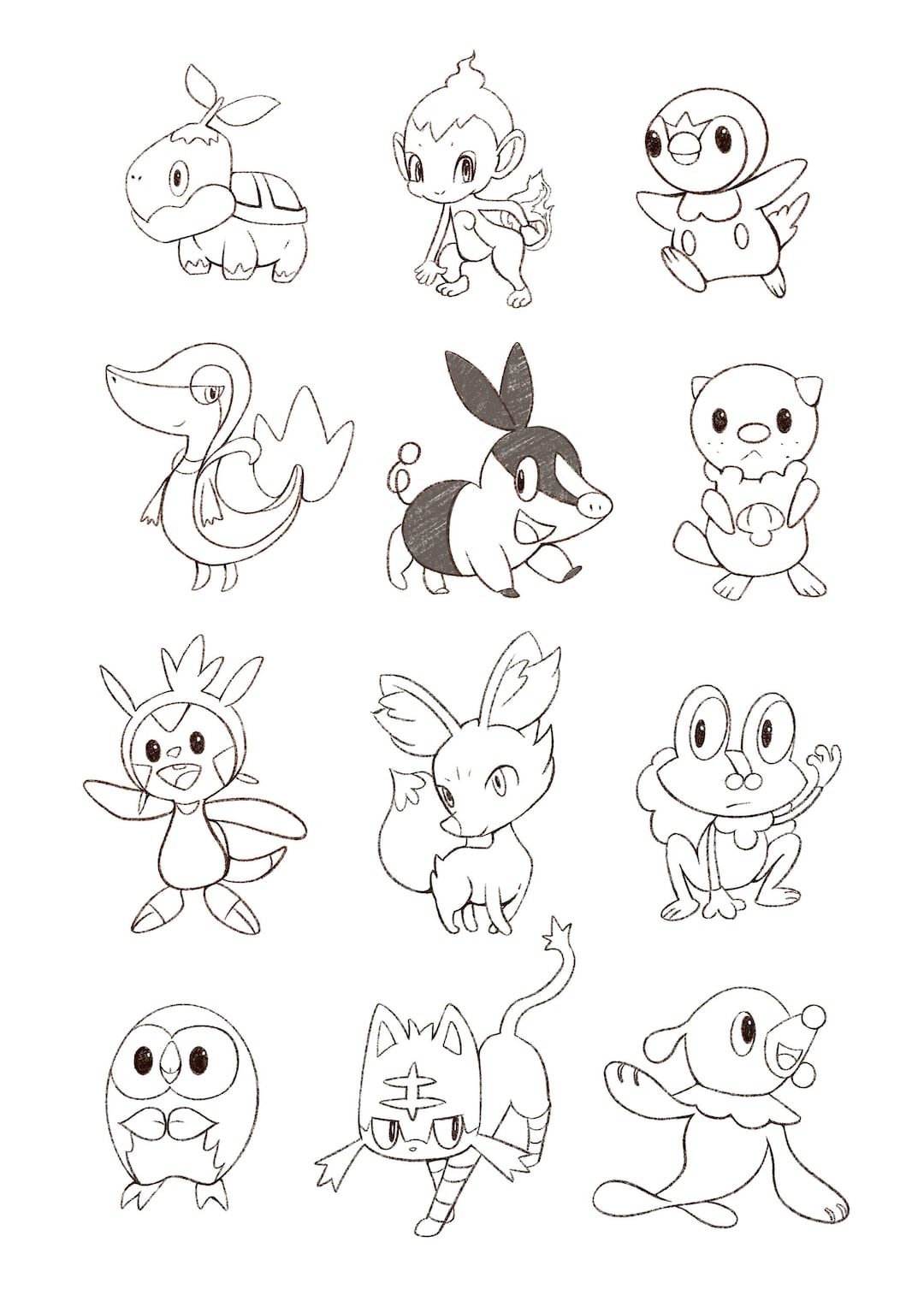 Pokemon Starter Colouring In Page Downloadable Etsy UK