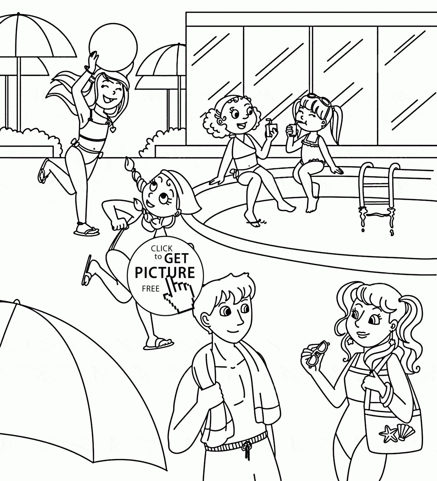 Pool Party Coloring Pages