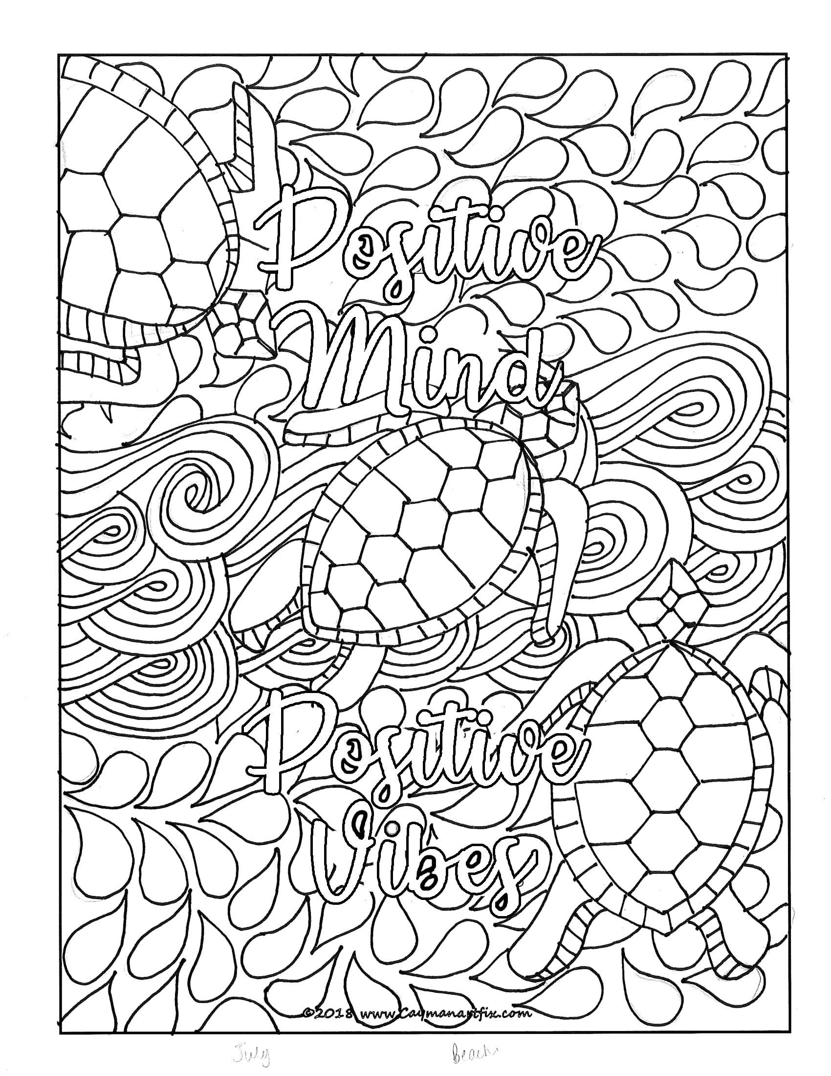Positive Mind Positive Vibes Quote Coloring Page Etsy Spring Coloring Pages Quote Coloring