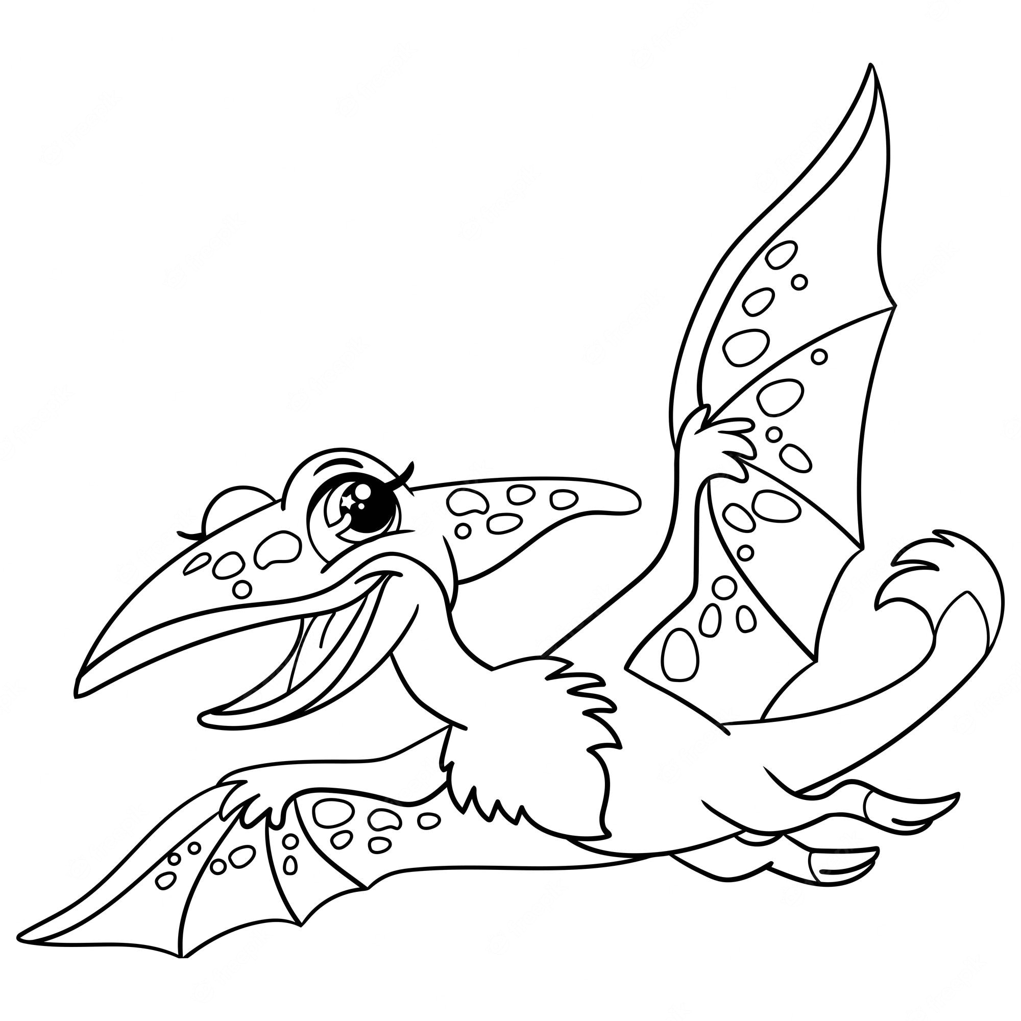 Premium Vector Pterodactyl Dinosaur Coloring Page For Kids Coloring Home