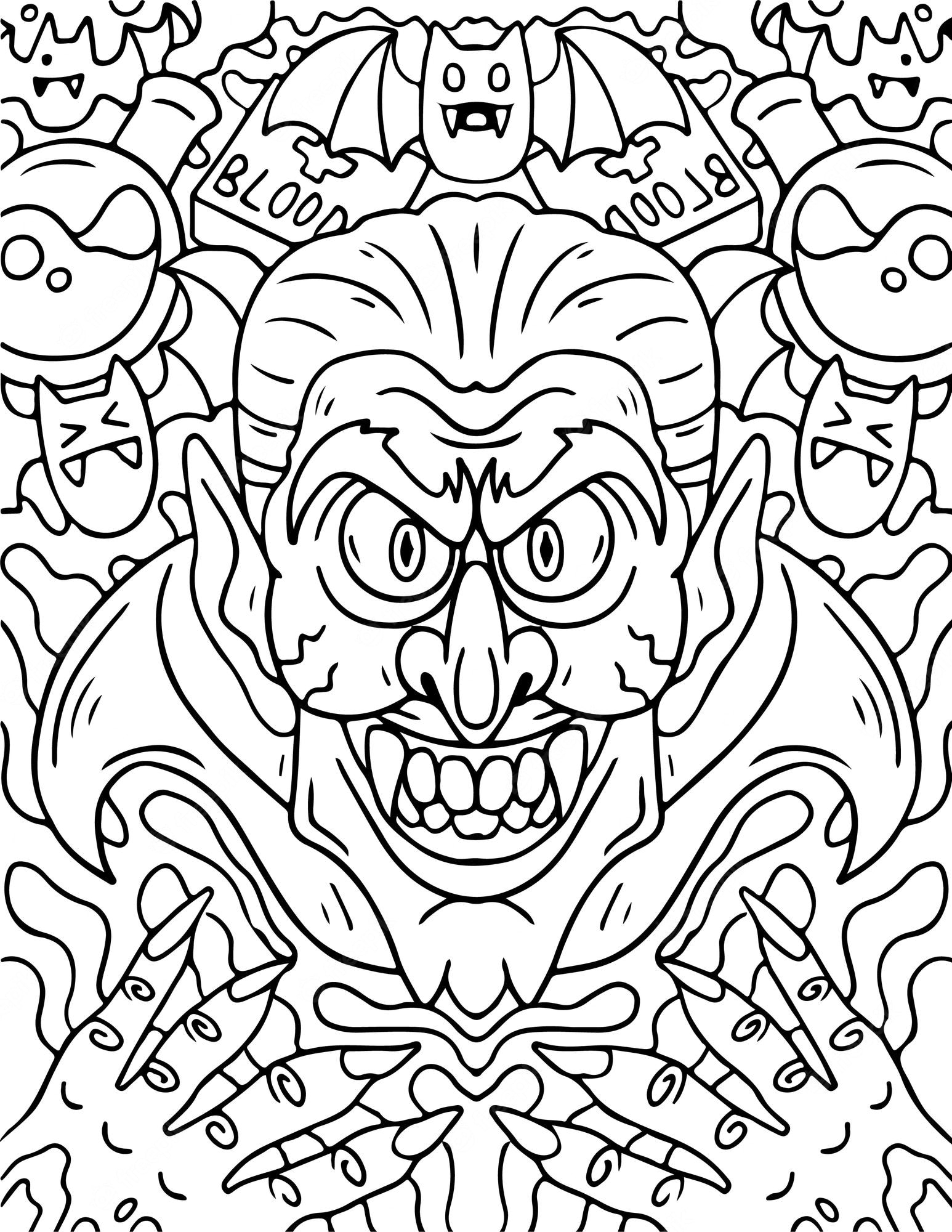 Premium Vector Vampire Face Halloween Coloring Page Coloring Home