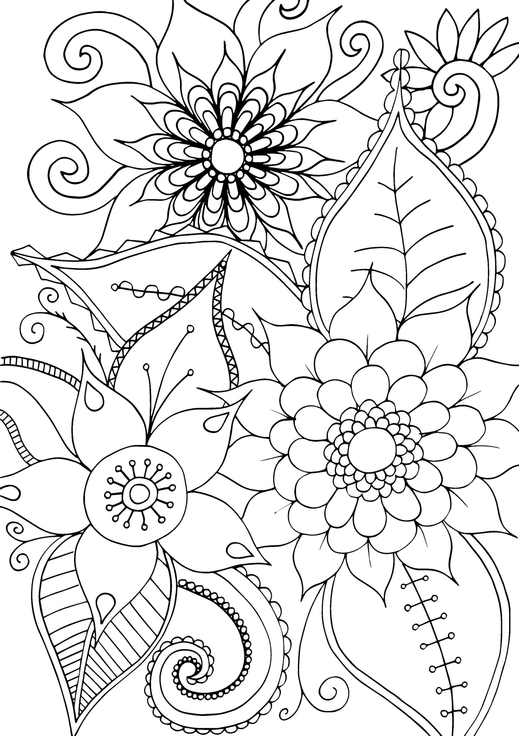 Pretty Floral Colouring Sheet Etsy