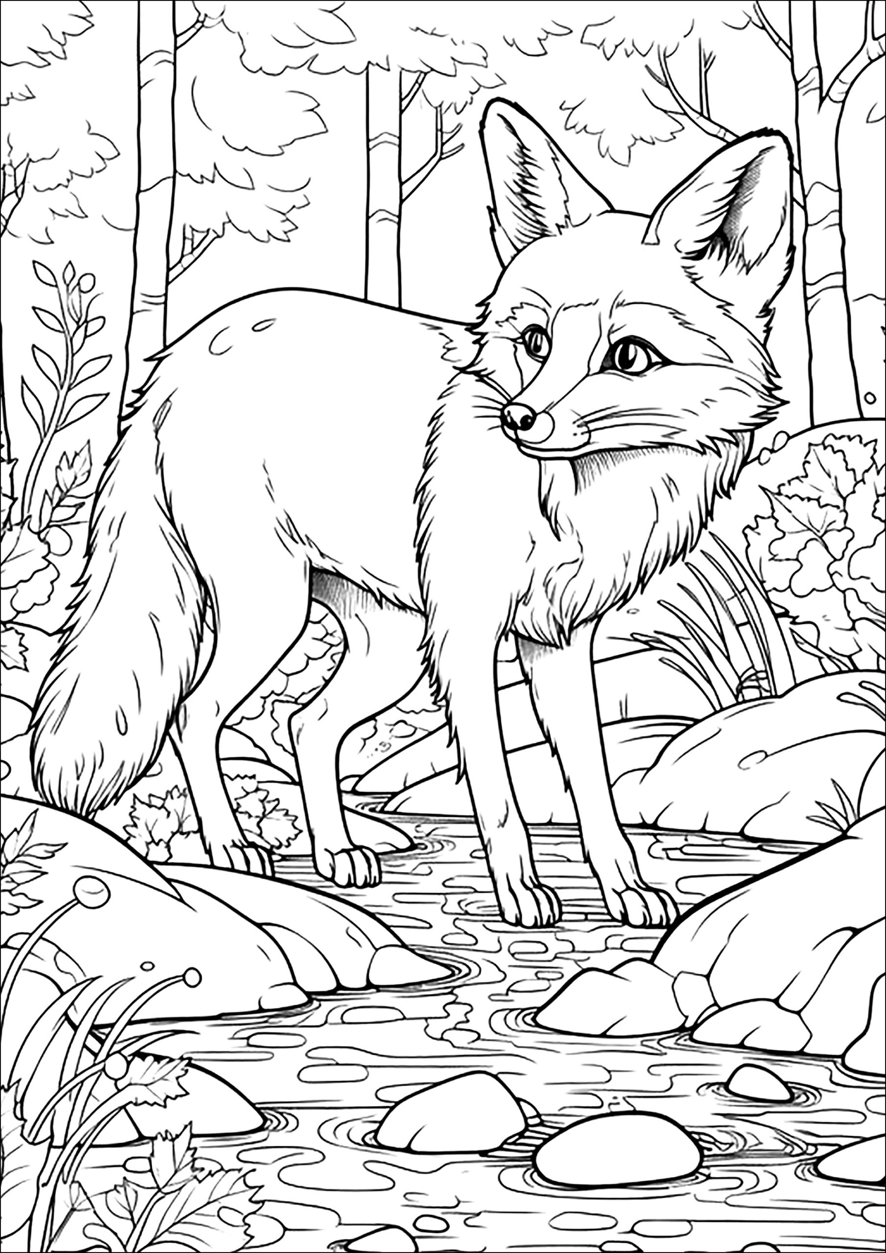 Fox Coloring Pages For Adults