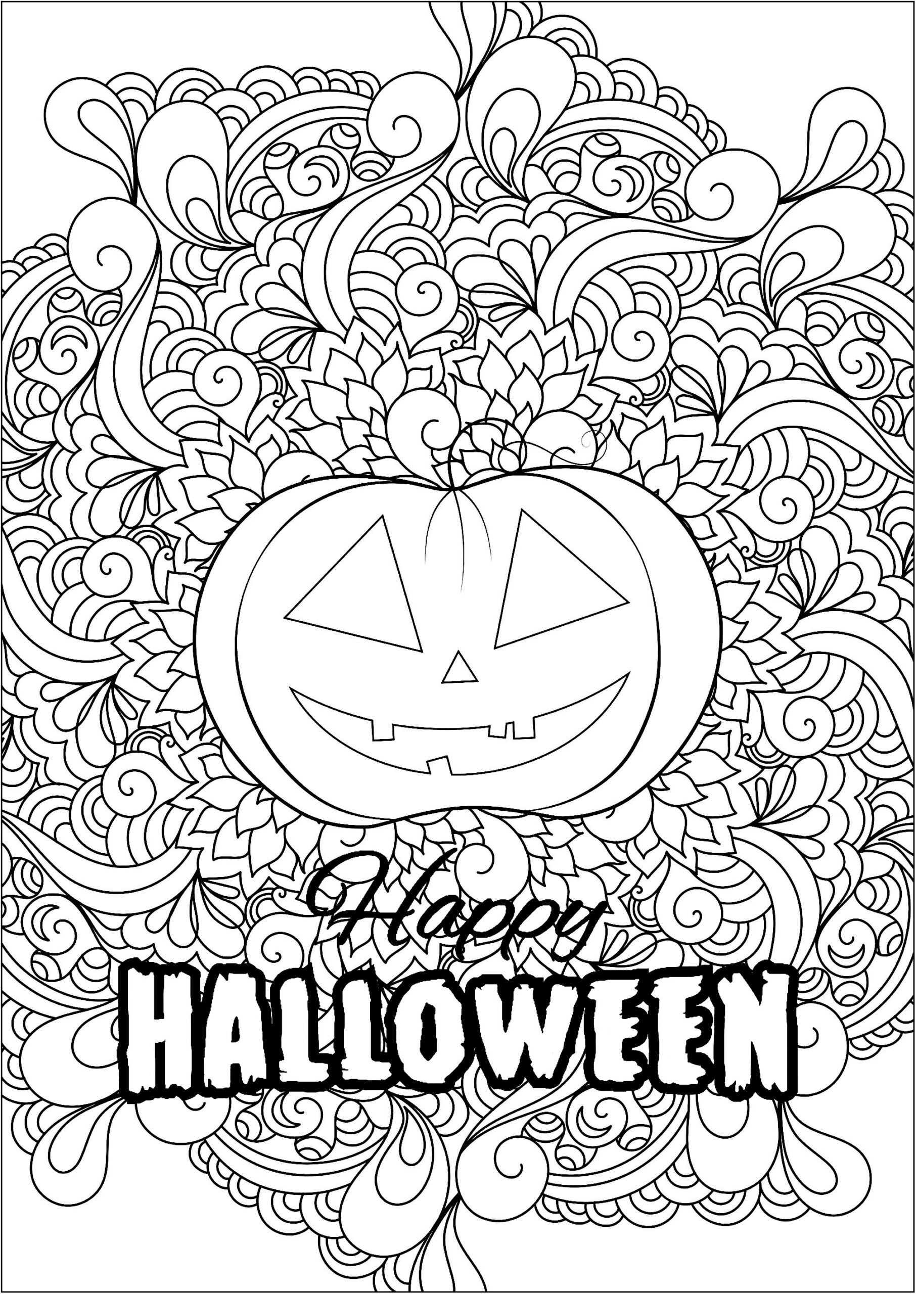 Pretty Pumpkin With Abstract Motifs In The Center Halloween Coloring Pages For Adults