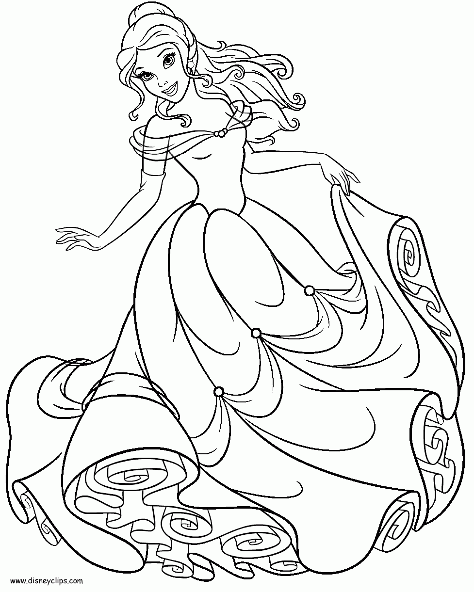 Princess Belle Coloring Pages Free Princess Belle Coloring Page Coloring Home 17183