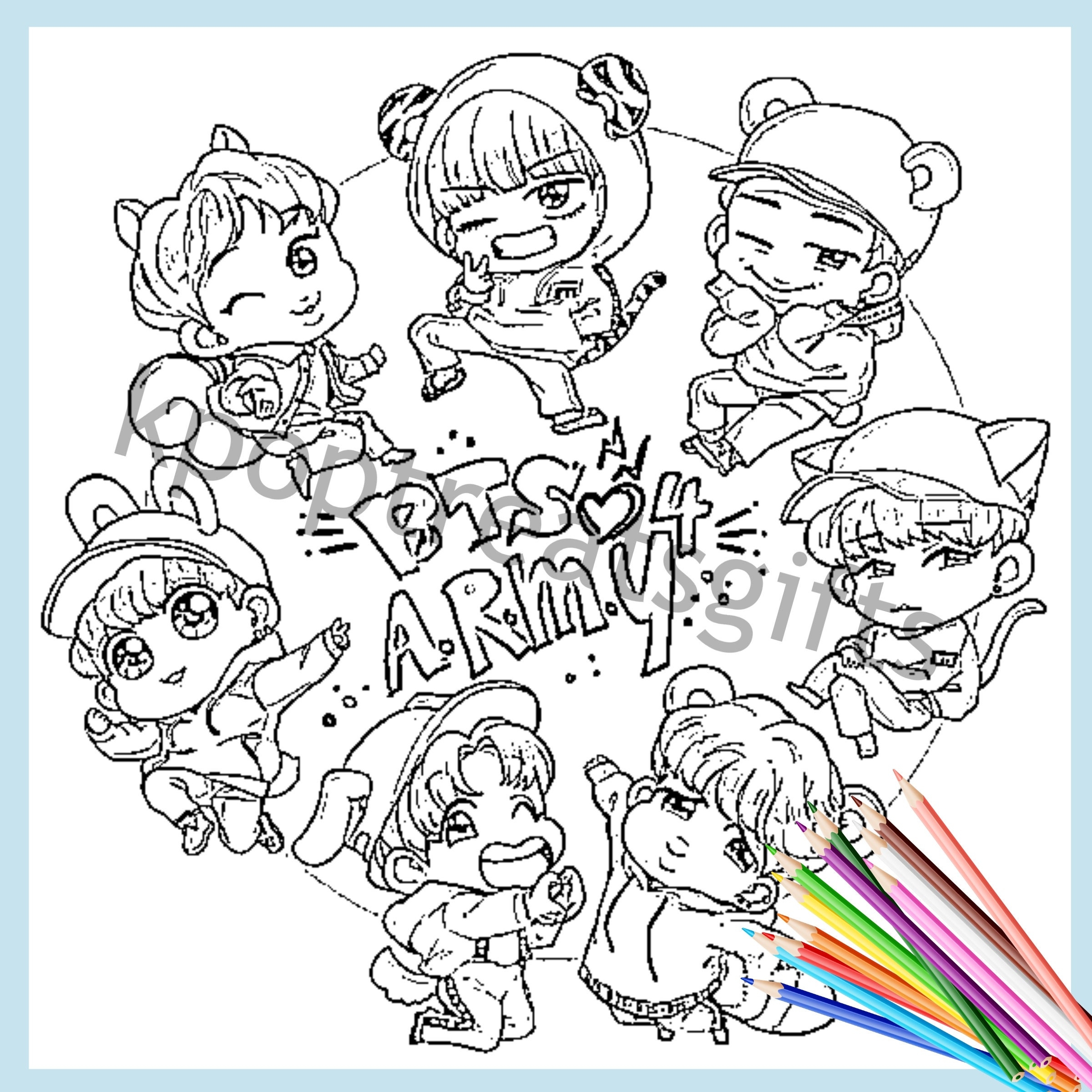 PRINTABLE BTS COLOURING Pages Digital Download Etsy UK