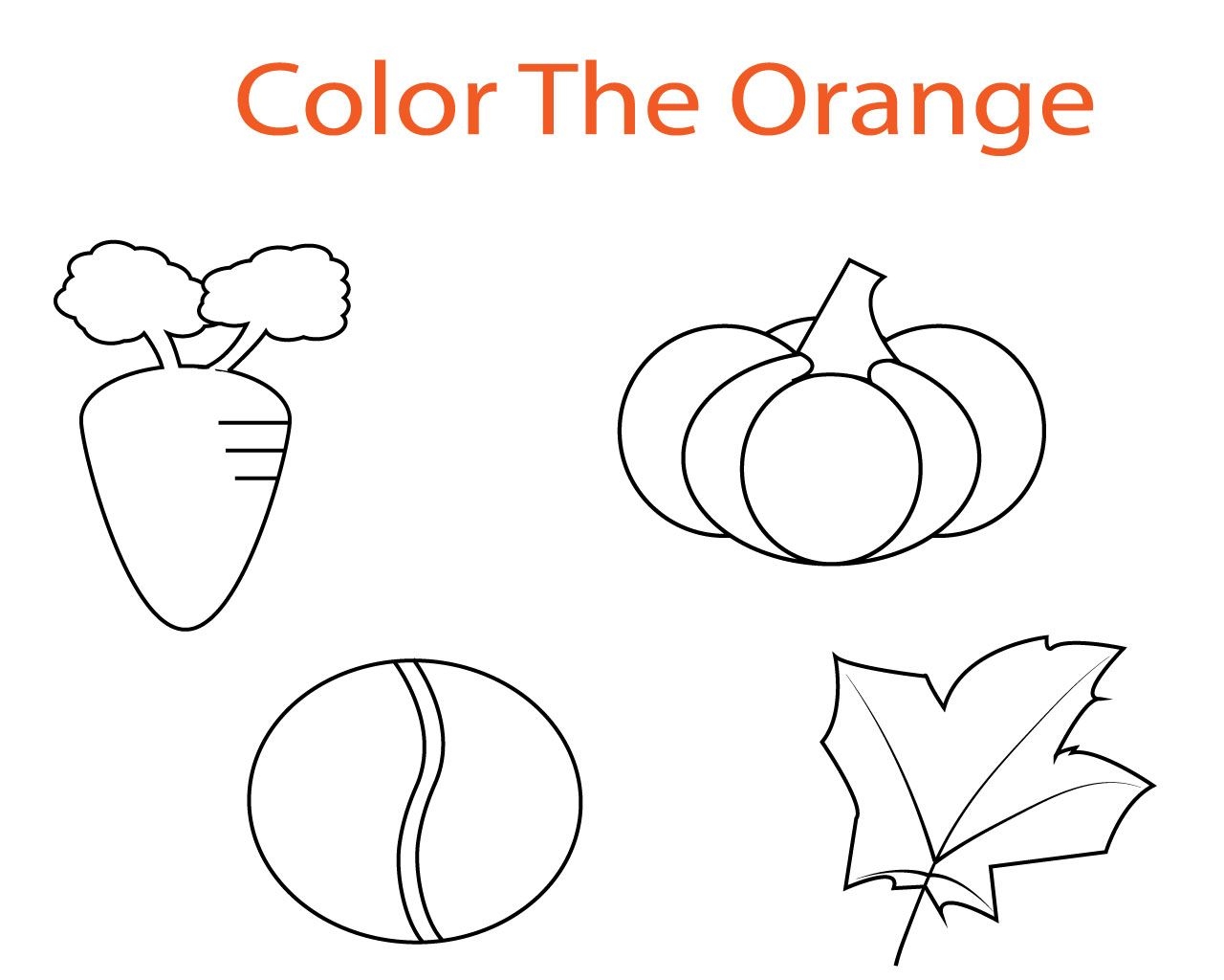 Printable Color Orange Coloring Pages