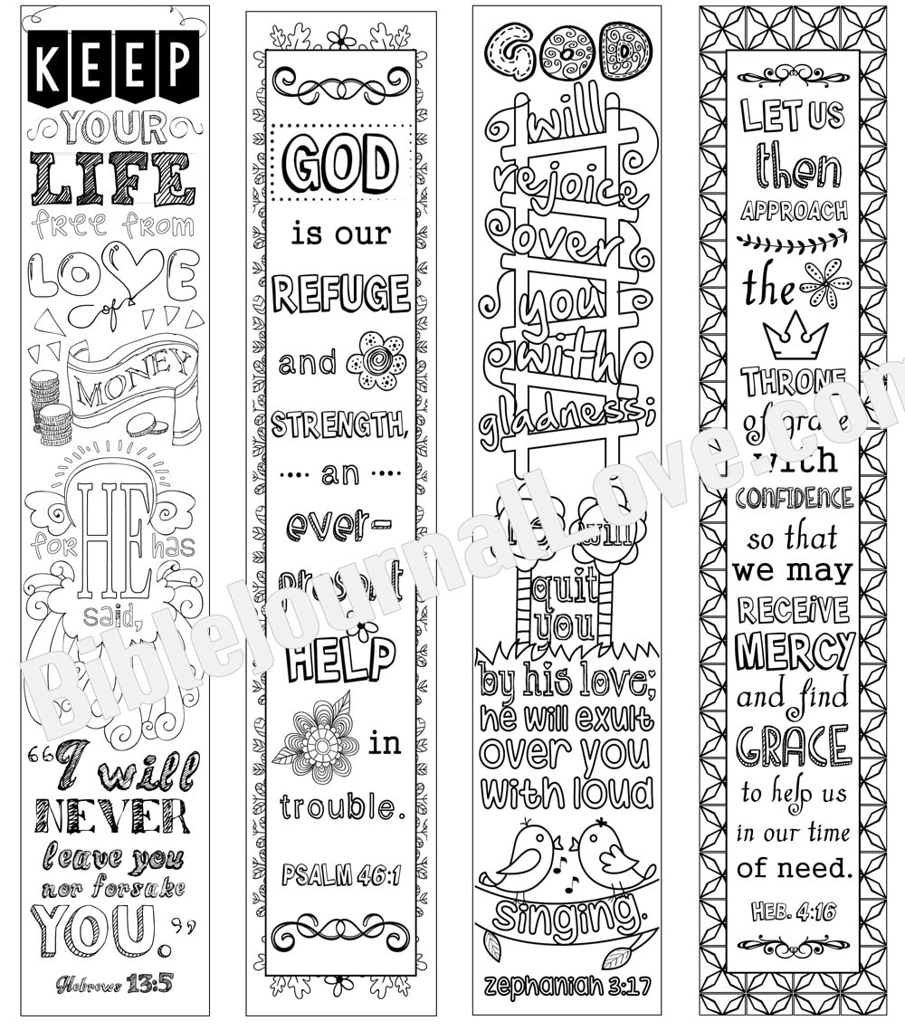 Printable Coloring Bible Journaling Margin Strips Faith Verses