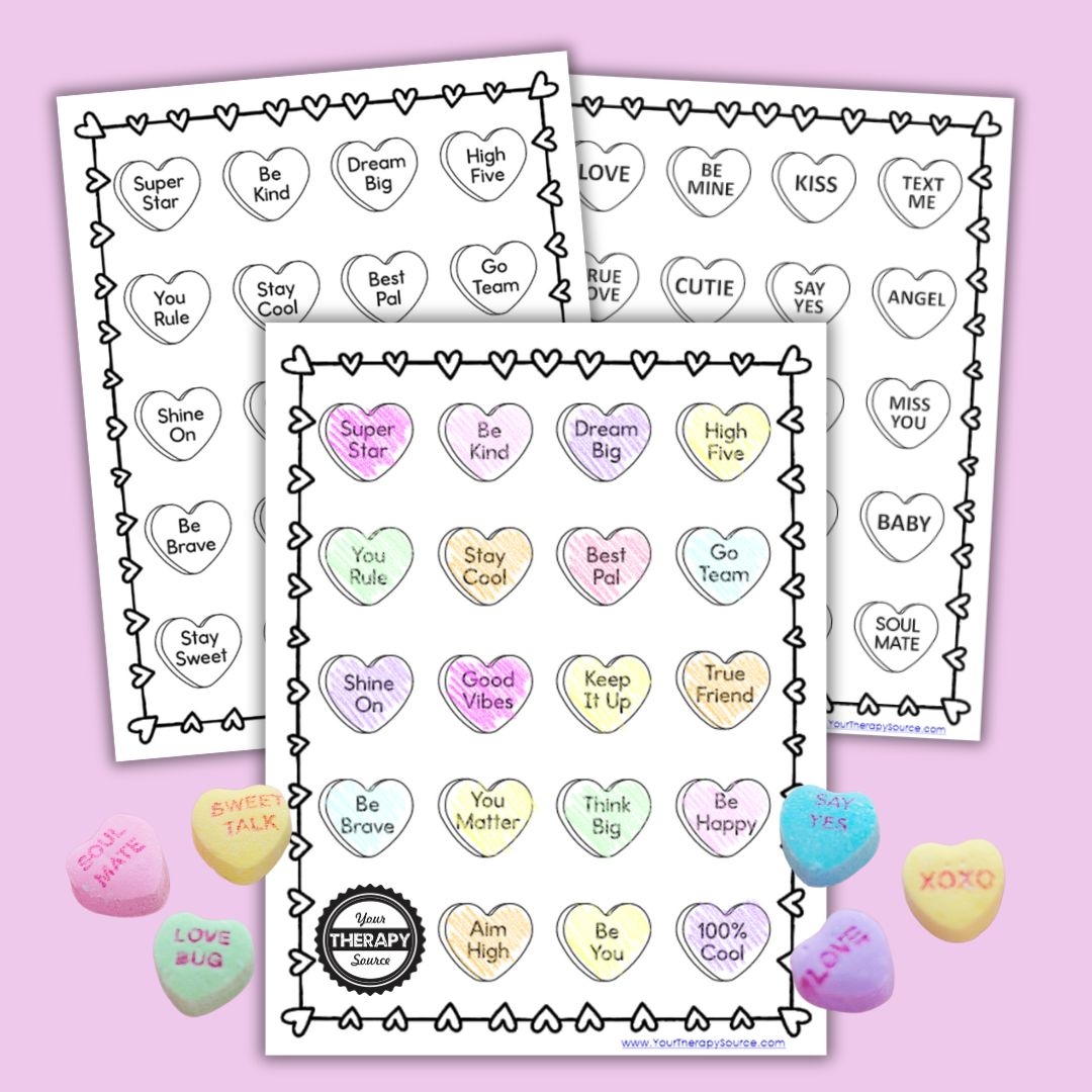 Conversation Heart Coloring Page