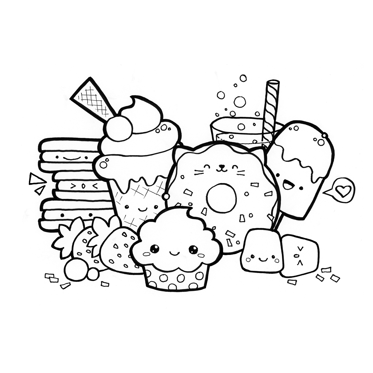 Kawaii Food Coloring Pages