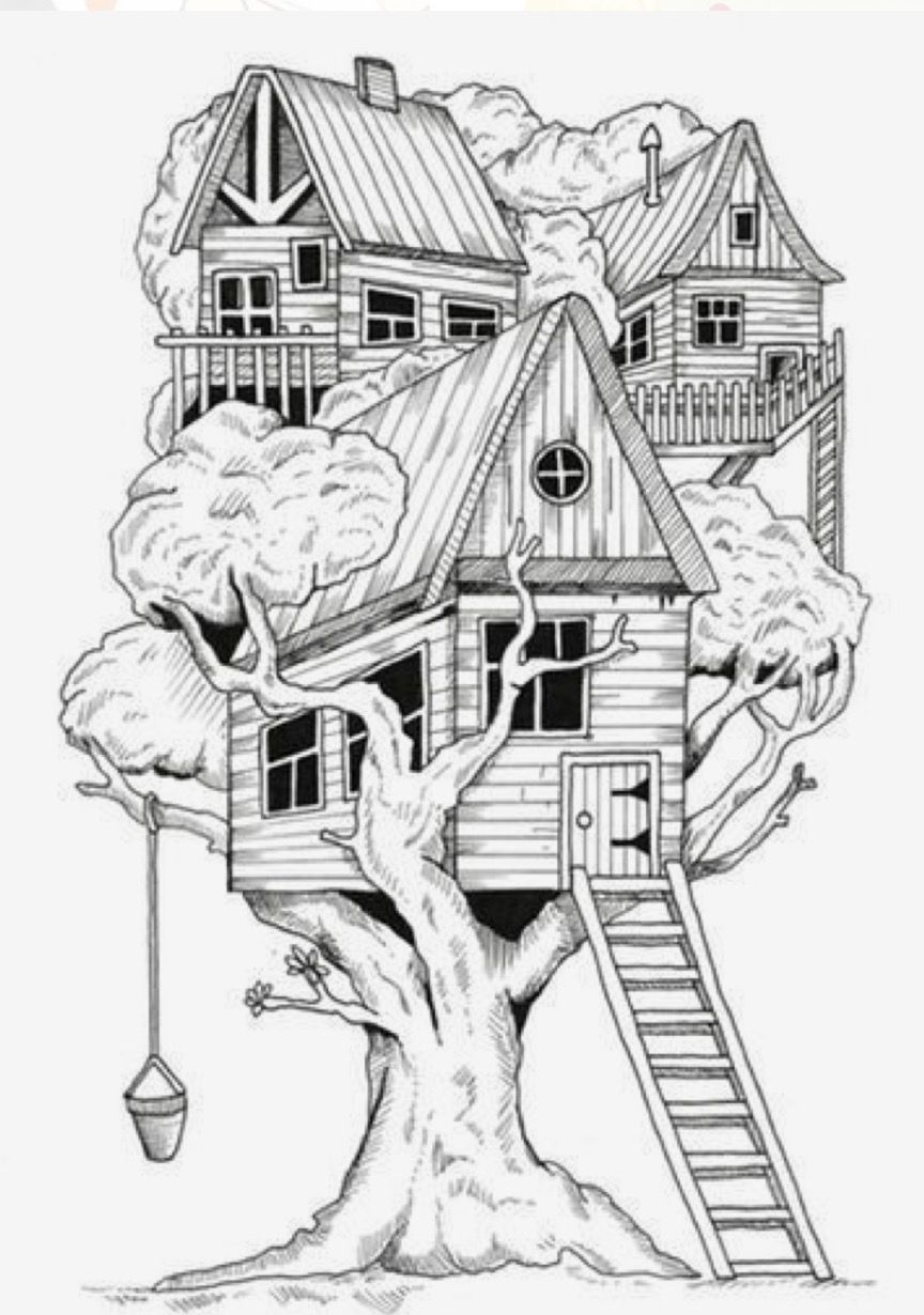Printable Fairy Tree House Coloring Pages