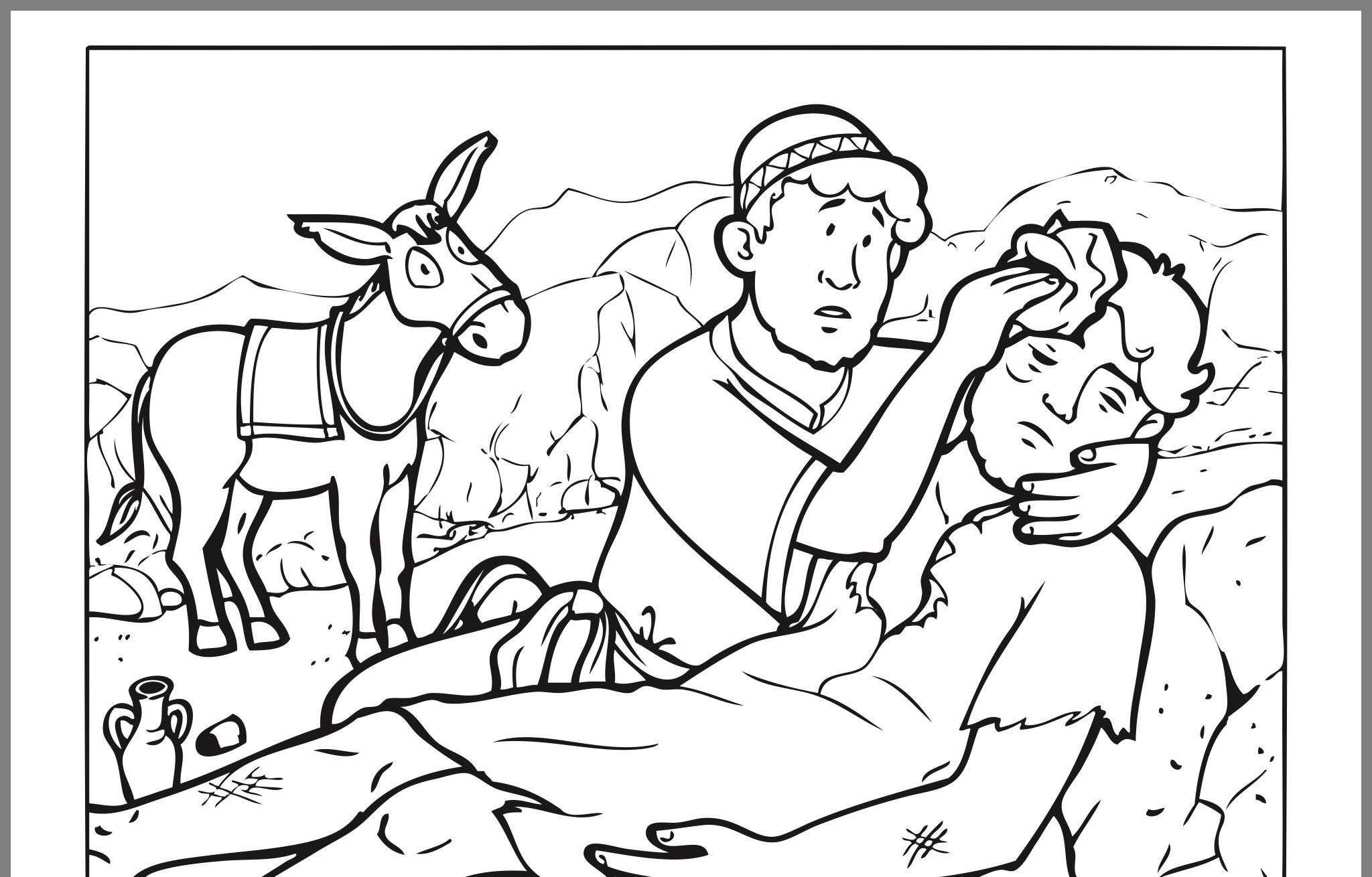Printable Good Samaritan Coloring Page Thekidsworksheet
