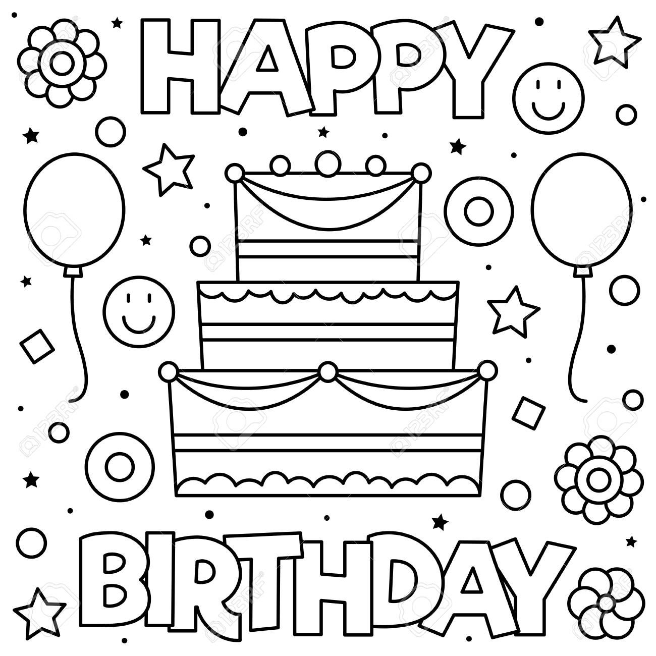 Printable Happy Birthday Coloring Page Artofit