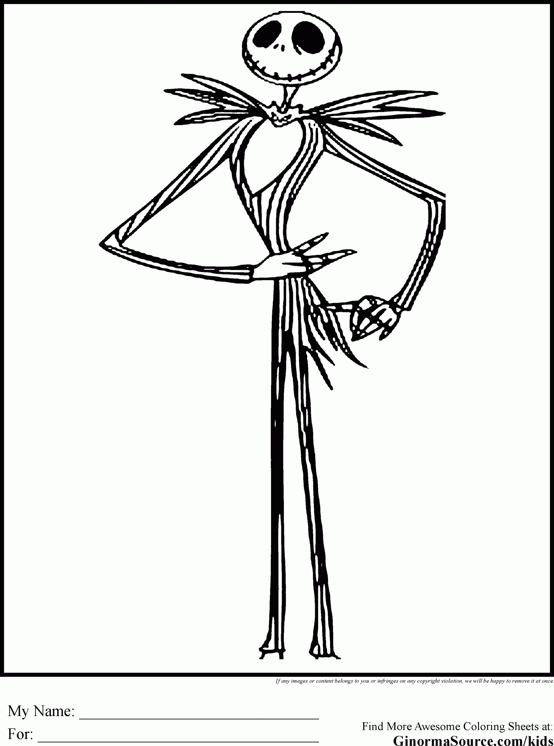 Printable Jack Skellington Coloring Page