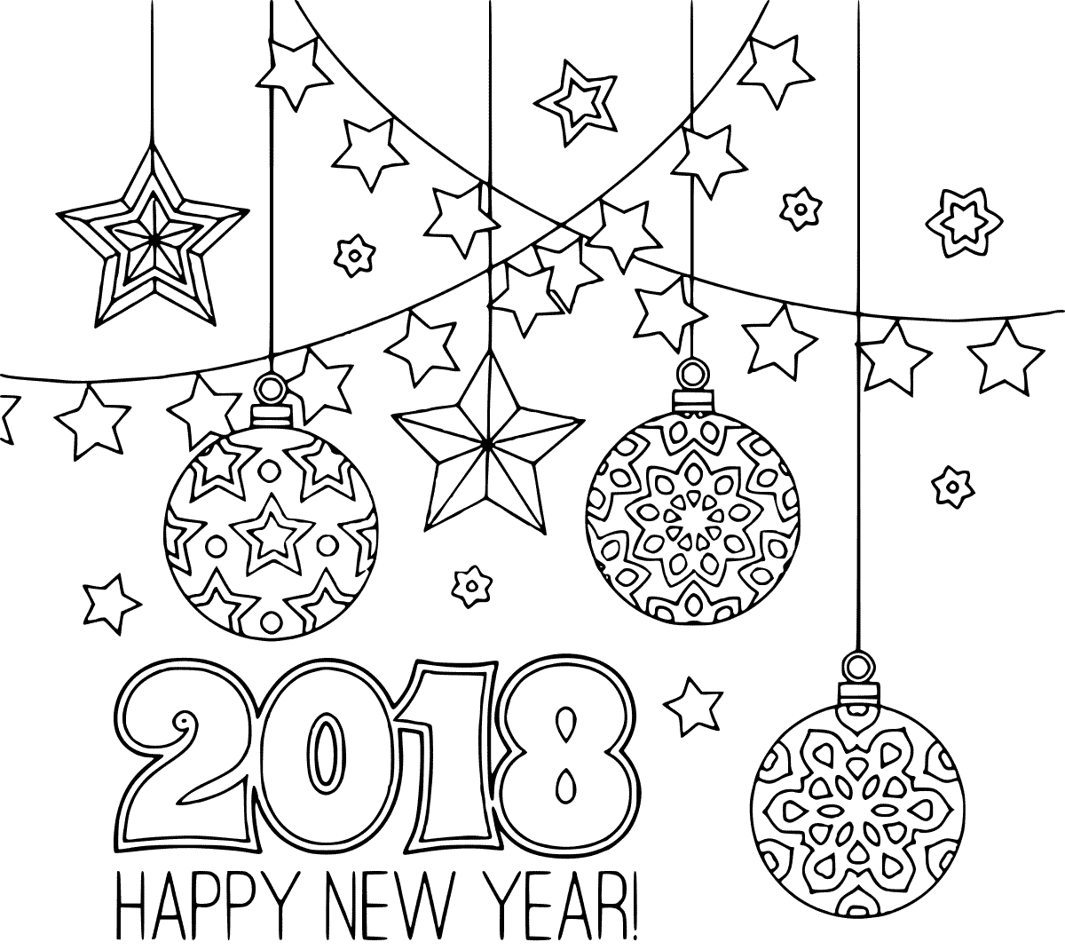 Printable New Year 2018 Coloring Pages