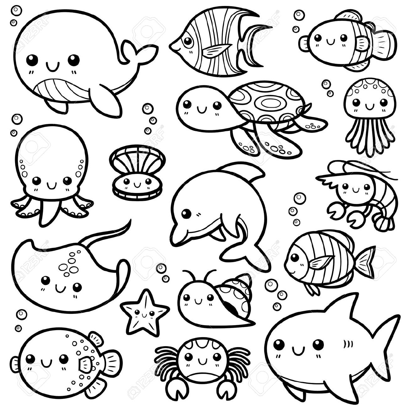 Printable Sea Animals Coloring Pages