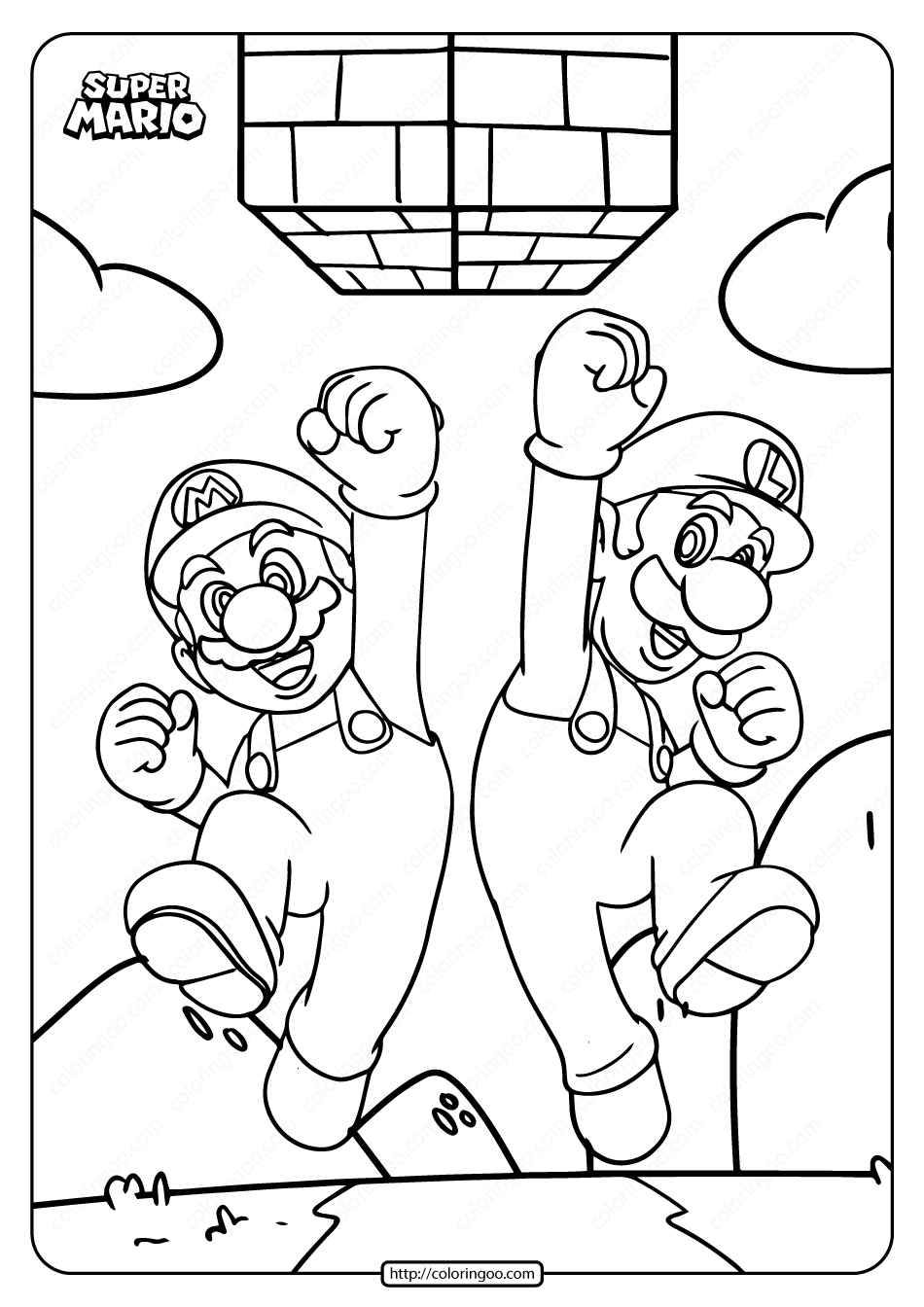 Printable Super Mario Bros Pdf Coloring Page