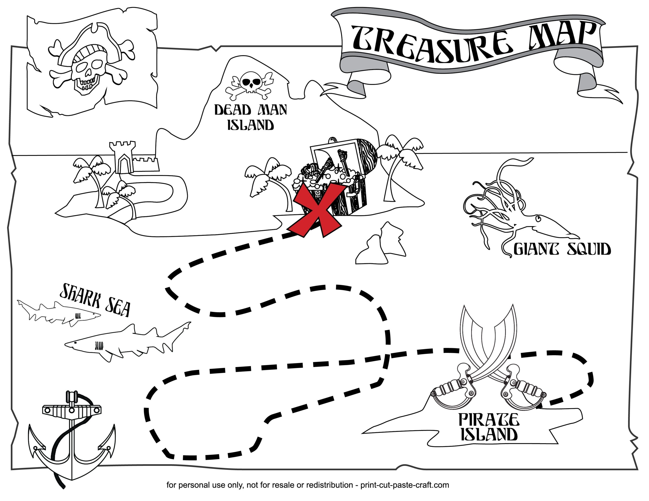 Printable Treasure Map Print Cut Paste Craft