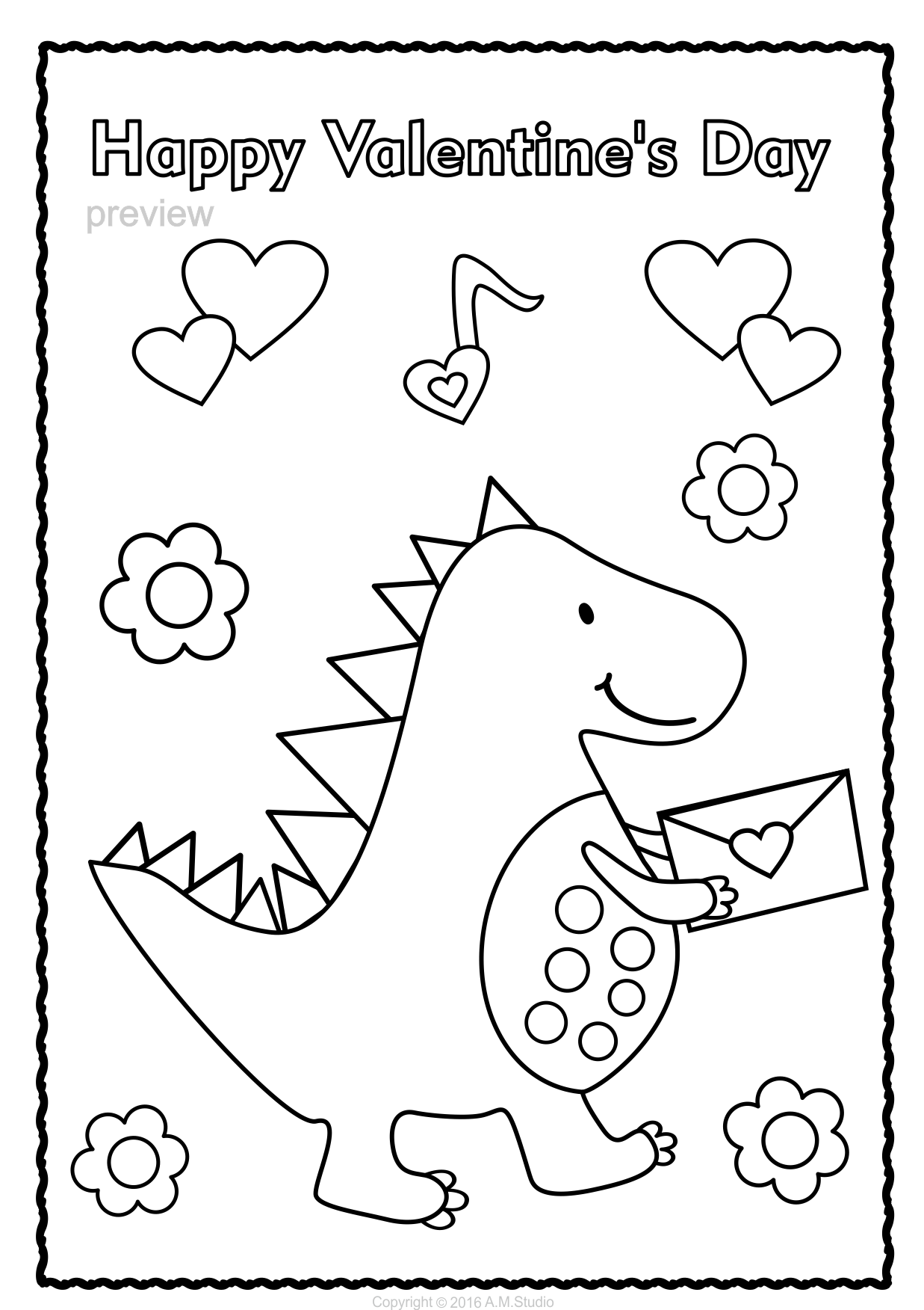 Printable Valentine Coloring Pages For Kindergarten 175 File Include SVG PNG EPS DXF