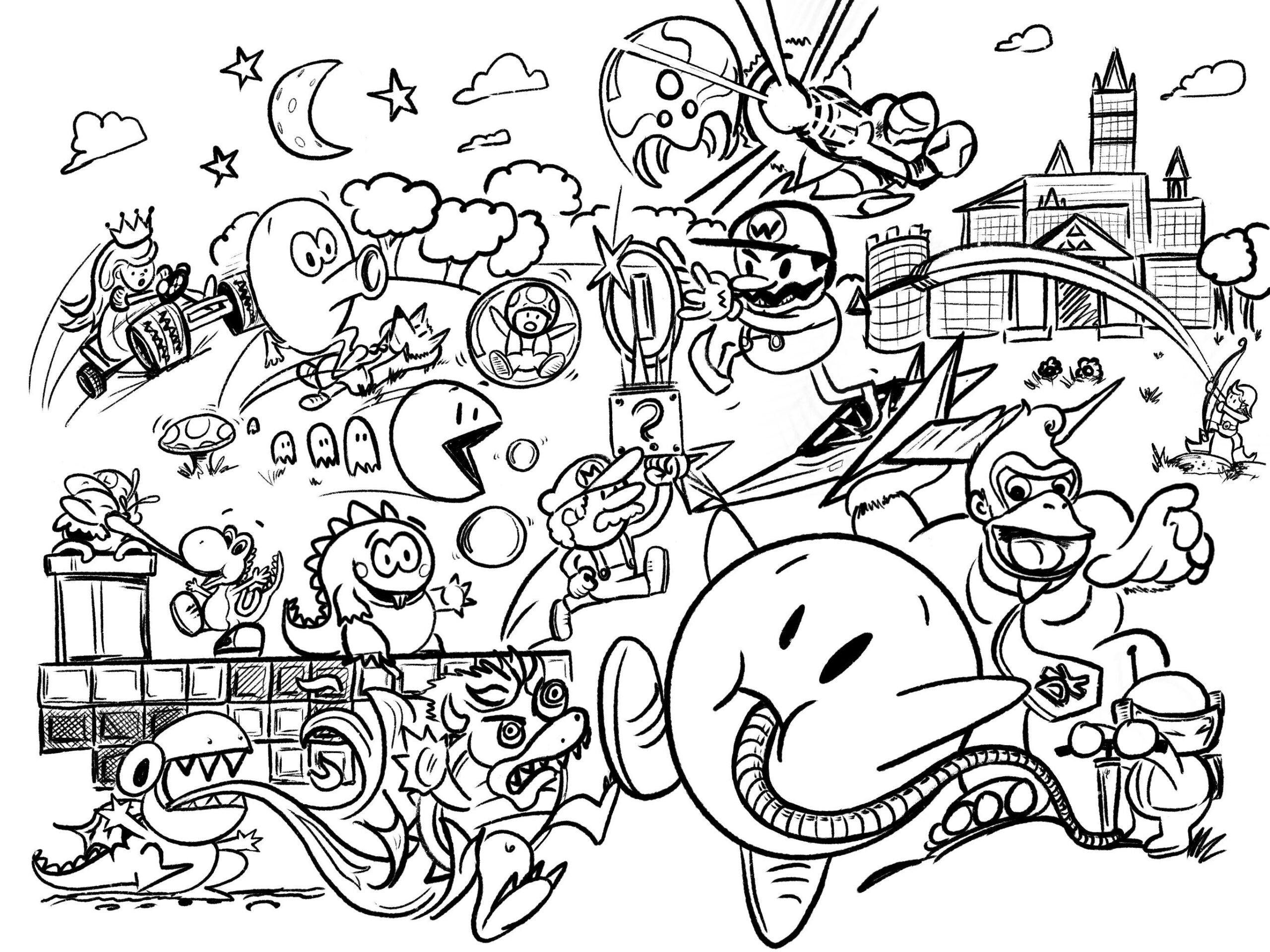 Printable Video Game Coloring Page Etsy