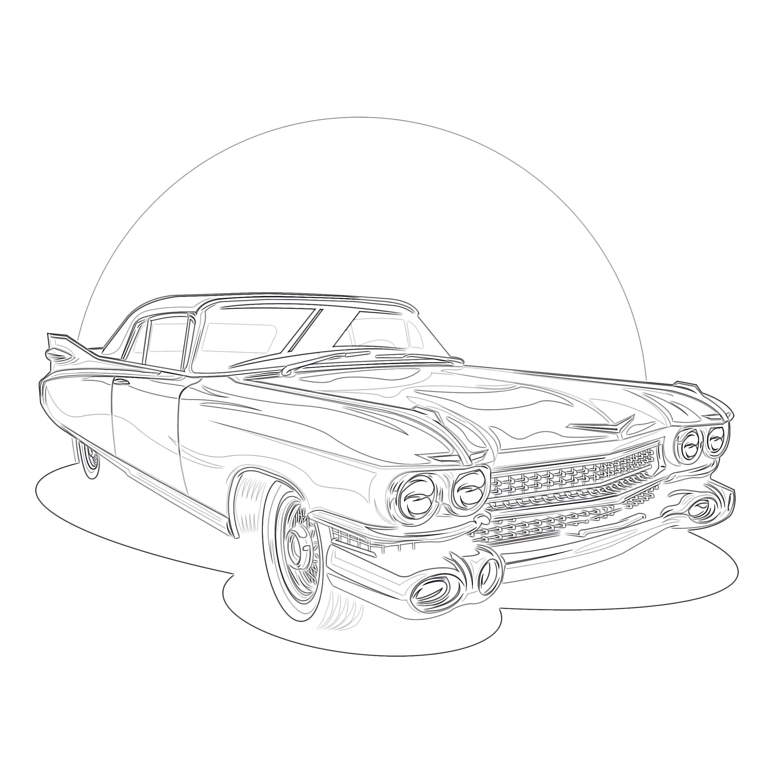 Printable Vintage Classic Car Coloring Page Mimi Panda