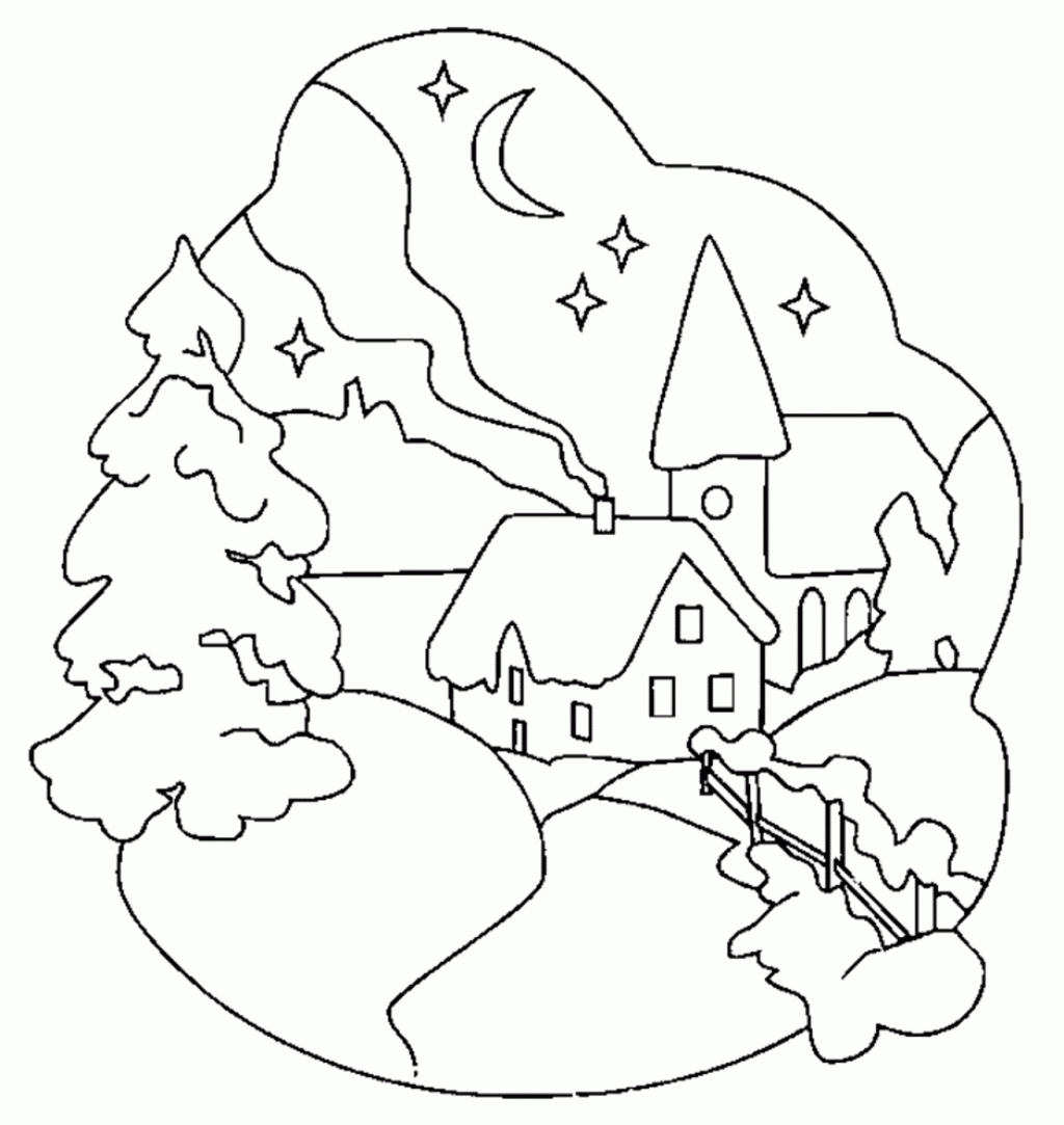 Printable Winter Scene Coloring Pages Coloring Home