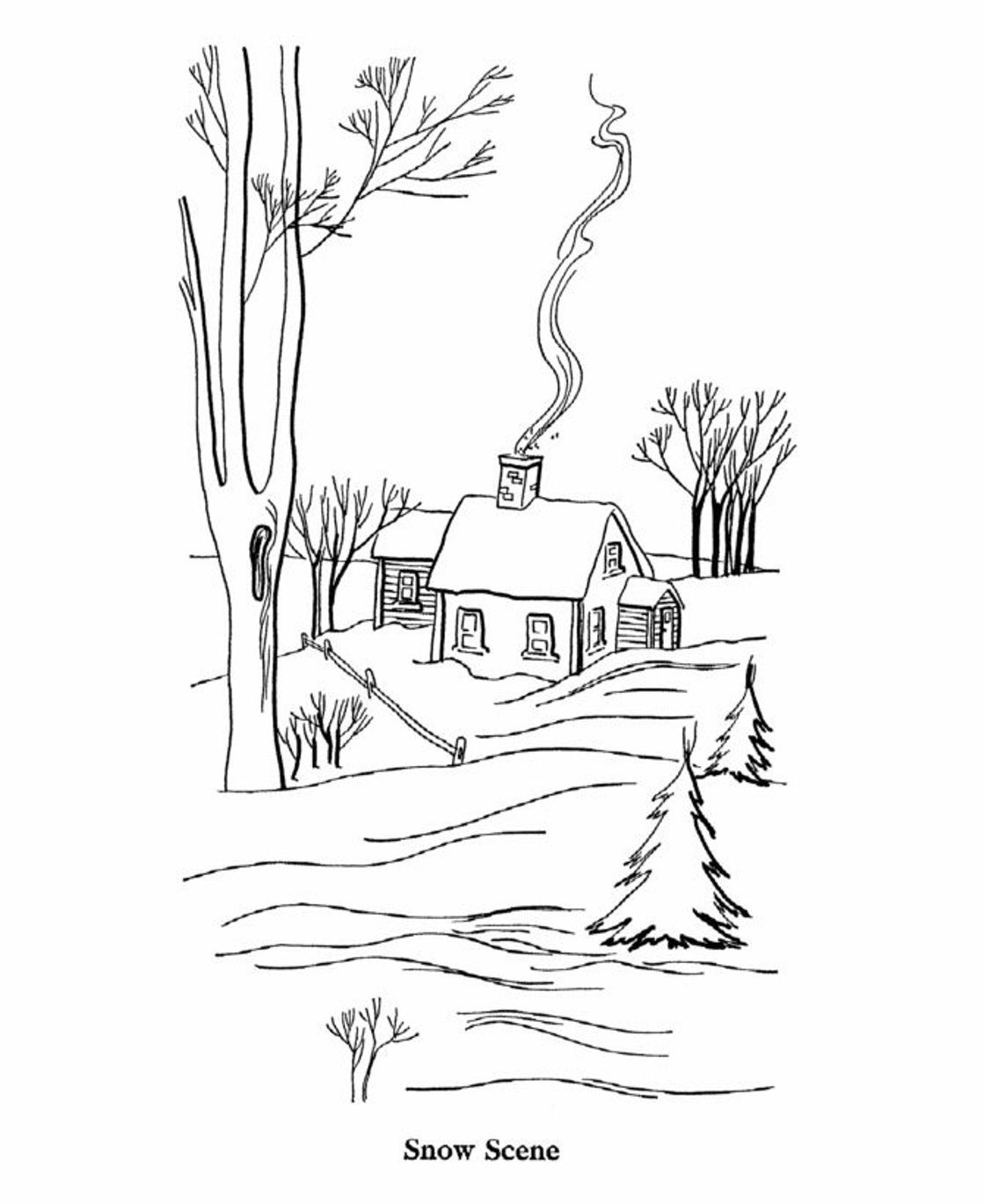 Winter Scene Printable Coloring Pages