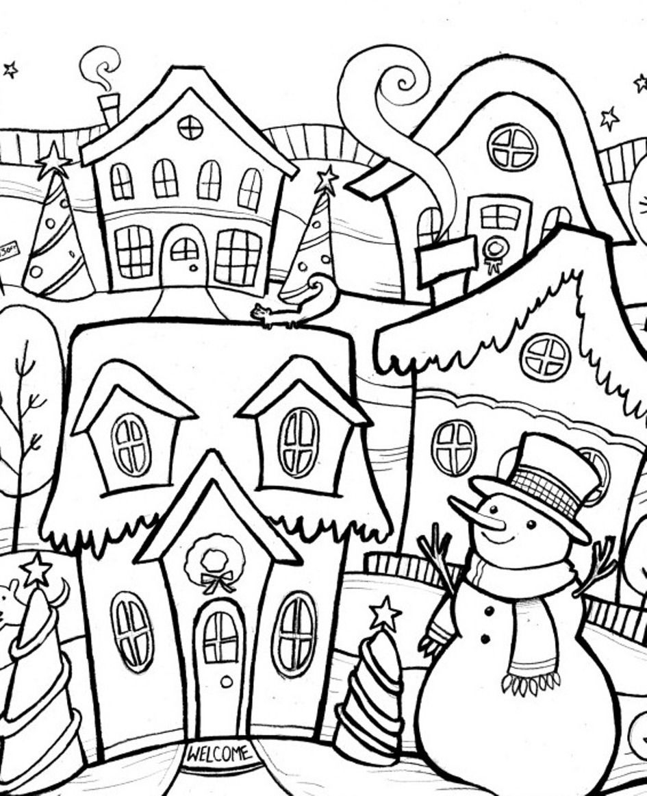 Printable Winter Scene Coloring Pages Coloring Home