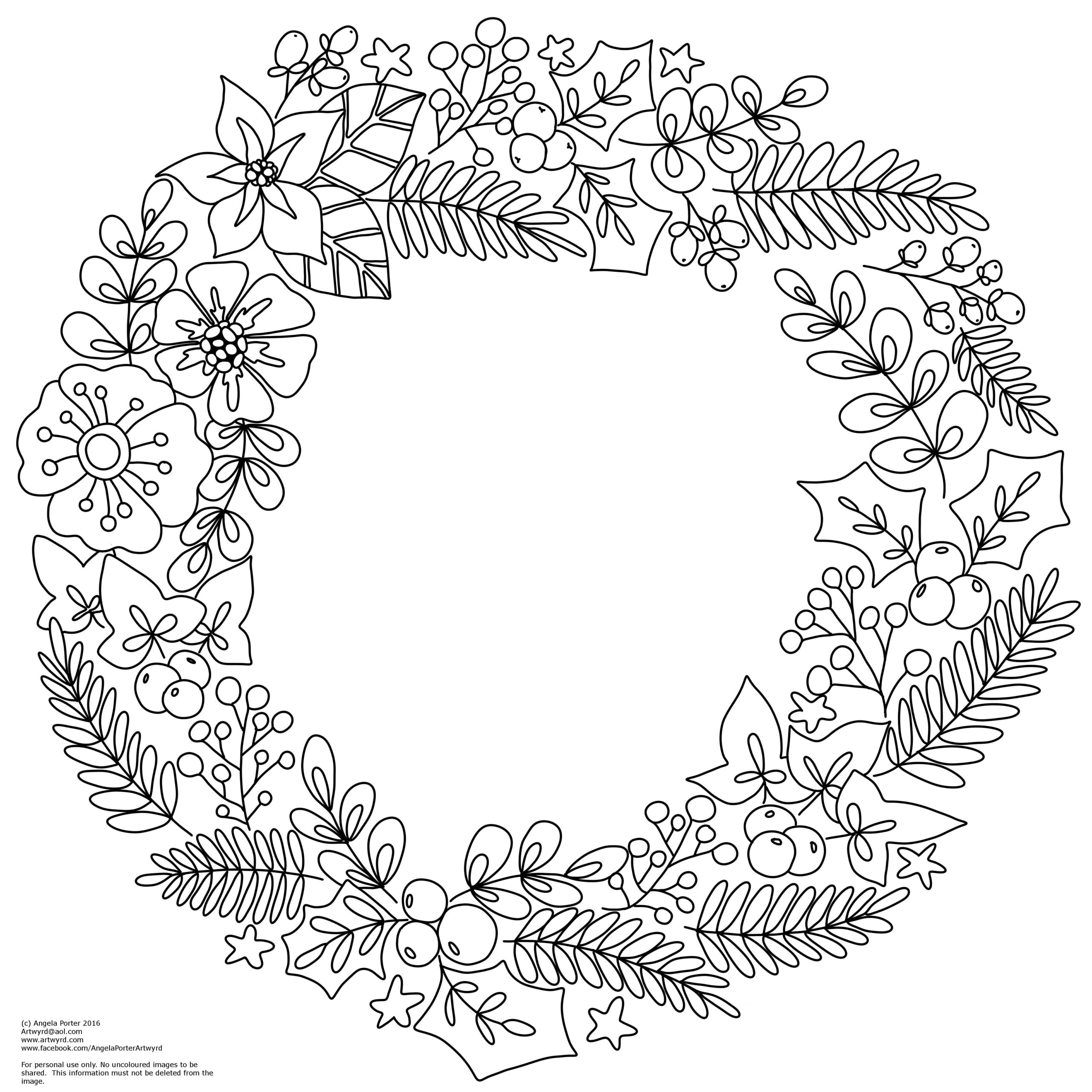 Printable Wreath Coloring Pages Printable Templates Free