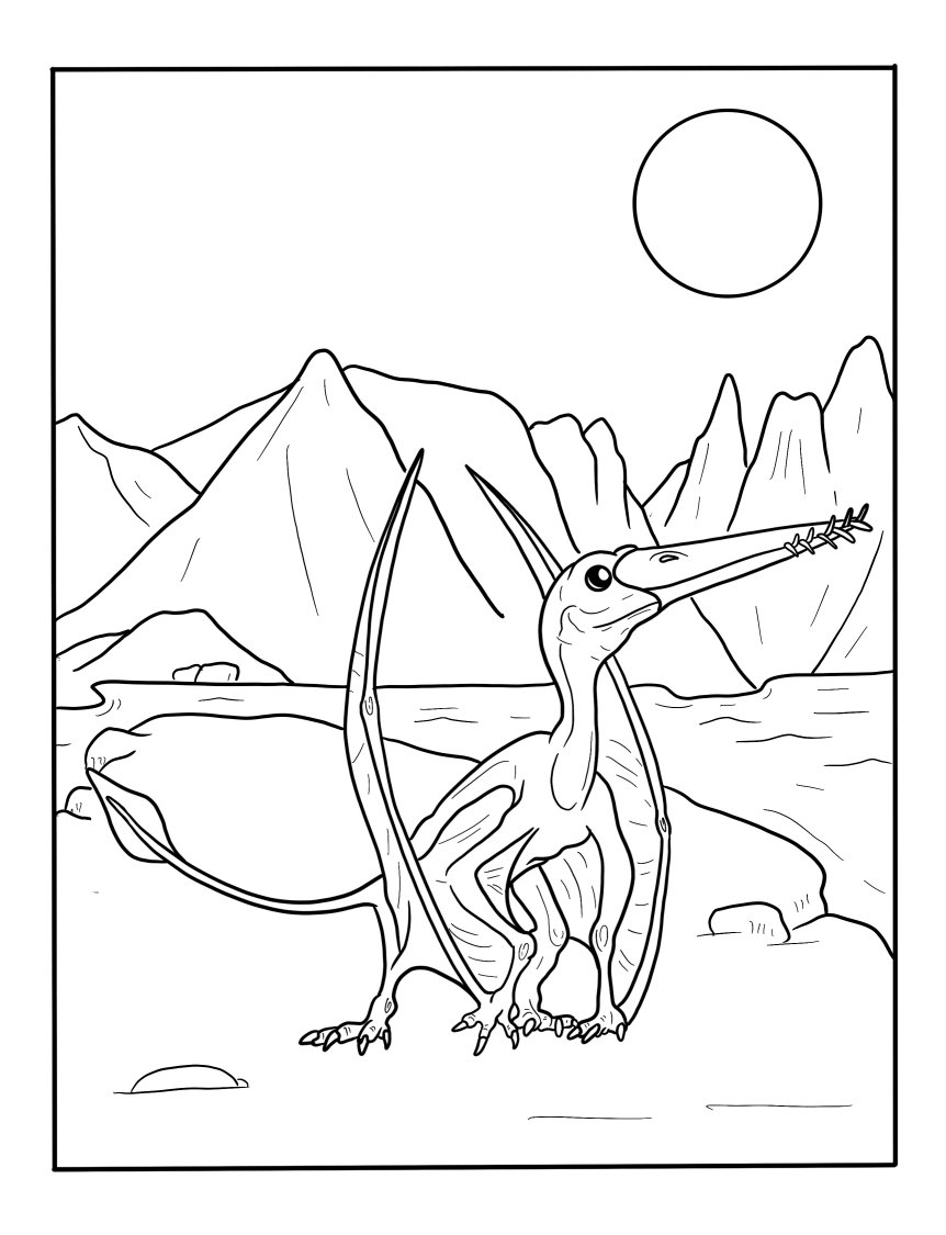 Pterodactylus Coloring Pages For Kids Free Printable