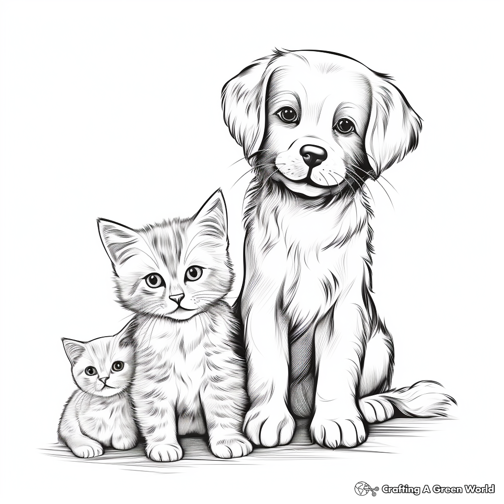 Puppy And Kitten Coloring Pages Free Printable