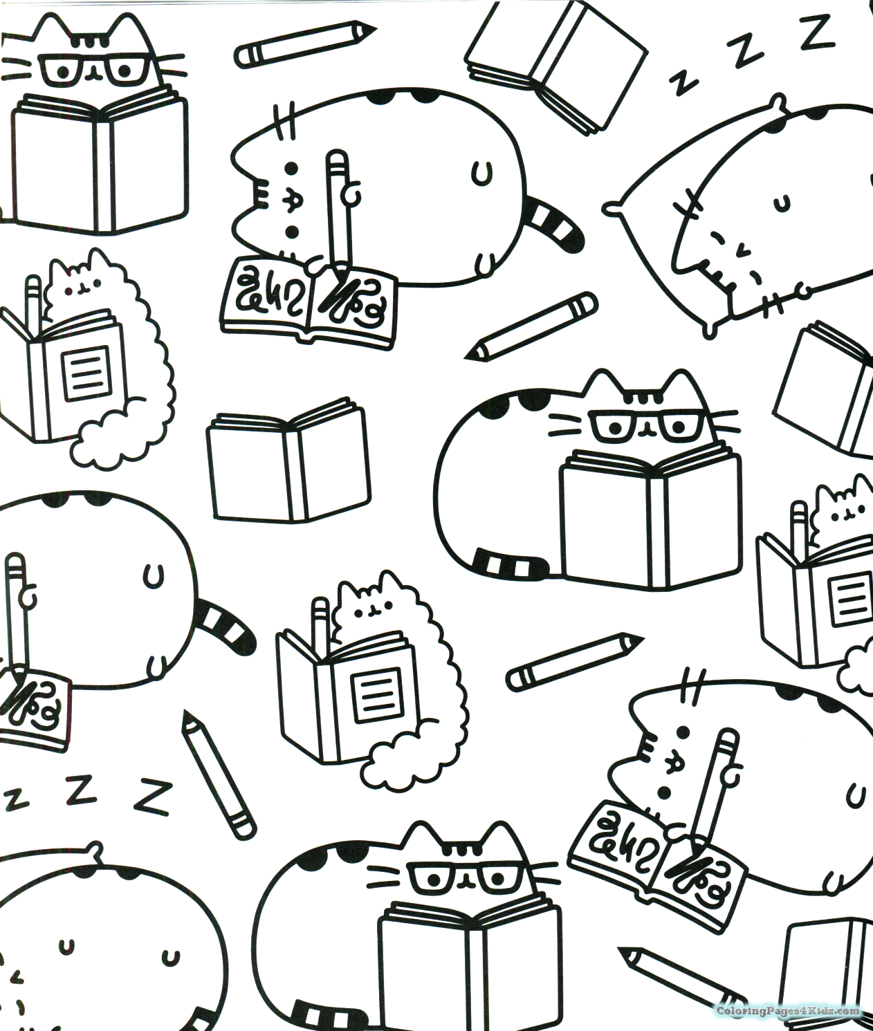 Pusheen Cat Christmas Coloring Pages