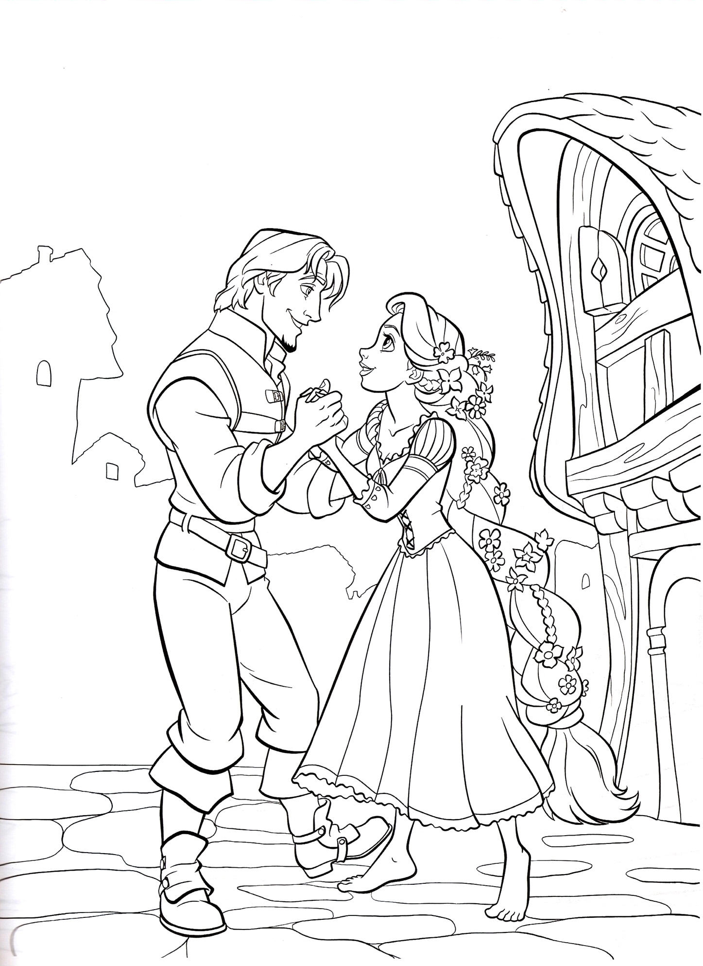 Rapunzel And Flynn Kissing Coloring Pages