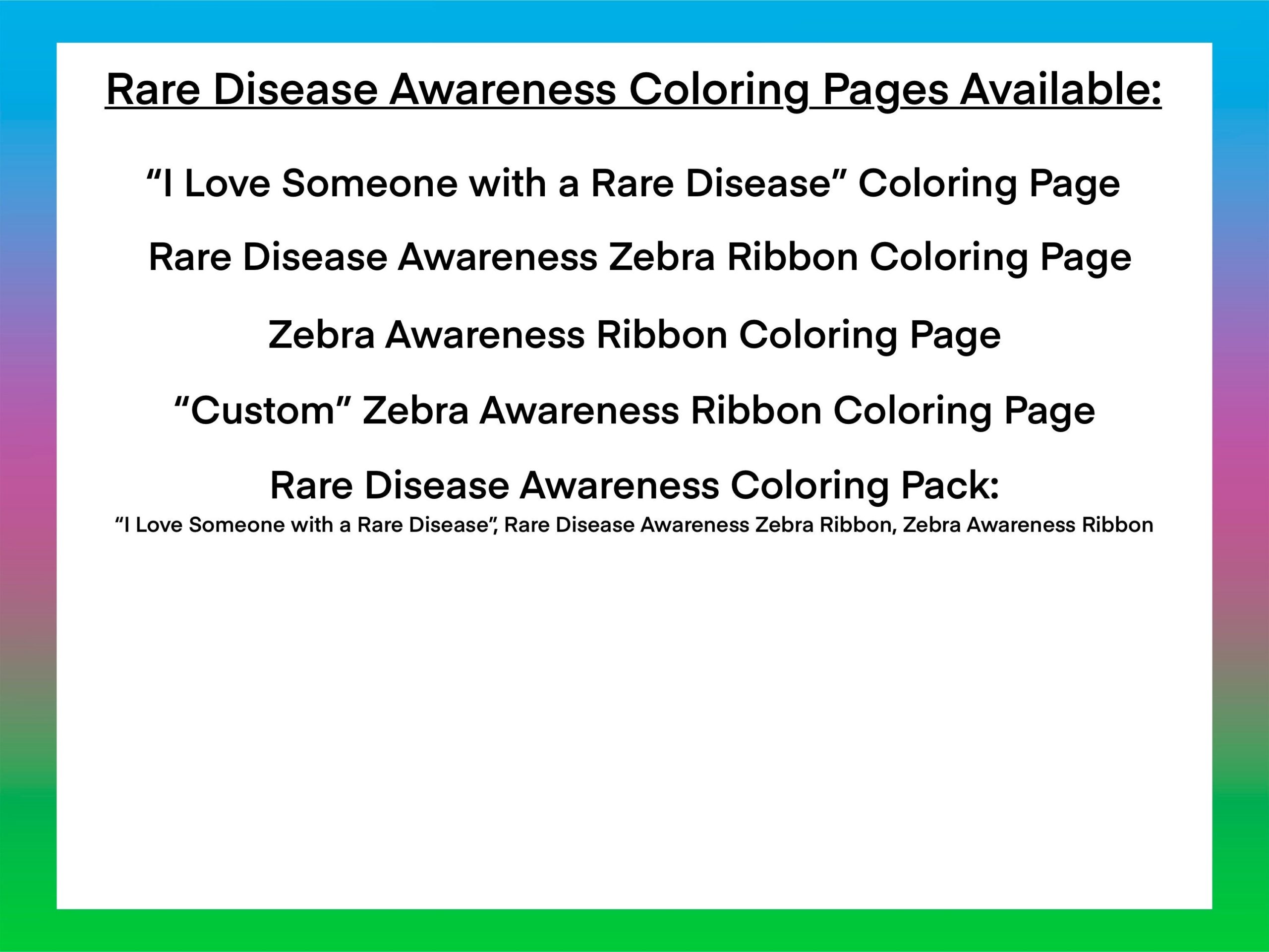 Rare Disease Awareness Coloring Pages For Kids And Adults Instant Download Coloring Page Digital