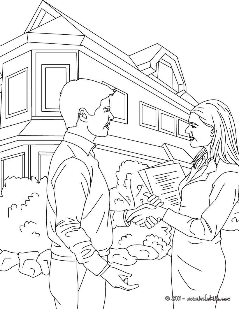 Real Estate Agent Coloring Pages Hellokids