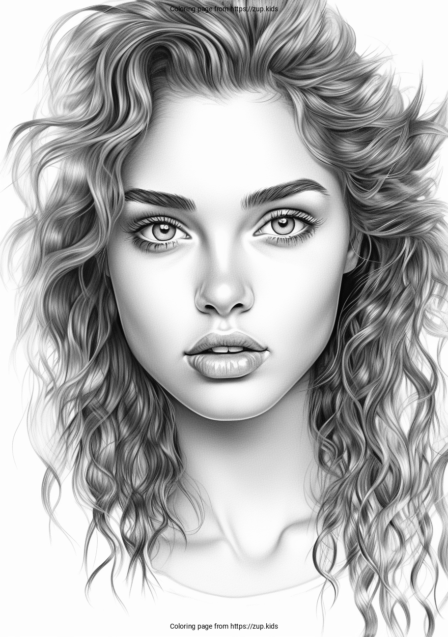 Realistic Face Of A Girl Coloring Page From Zup Kids