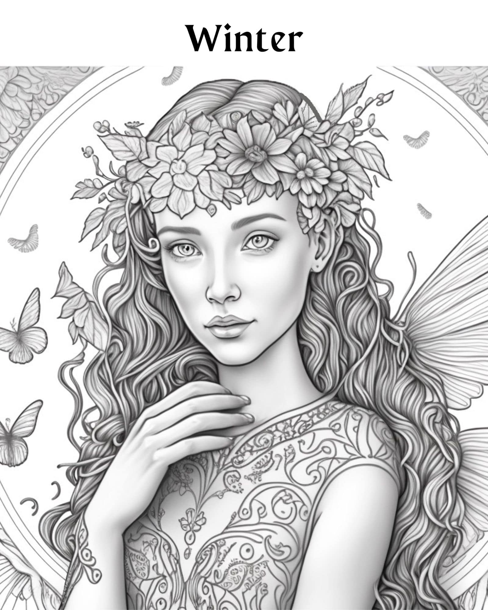 Realistic Fairy Coloring Pages
