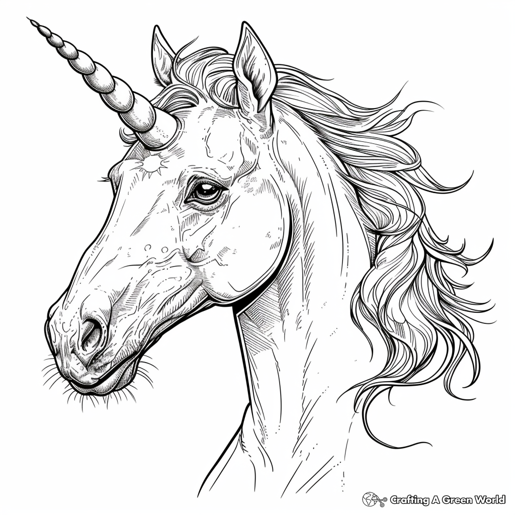 Realistic Unicorn Coloring Pages Free Printable
