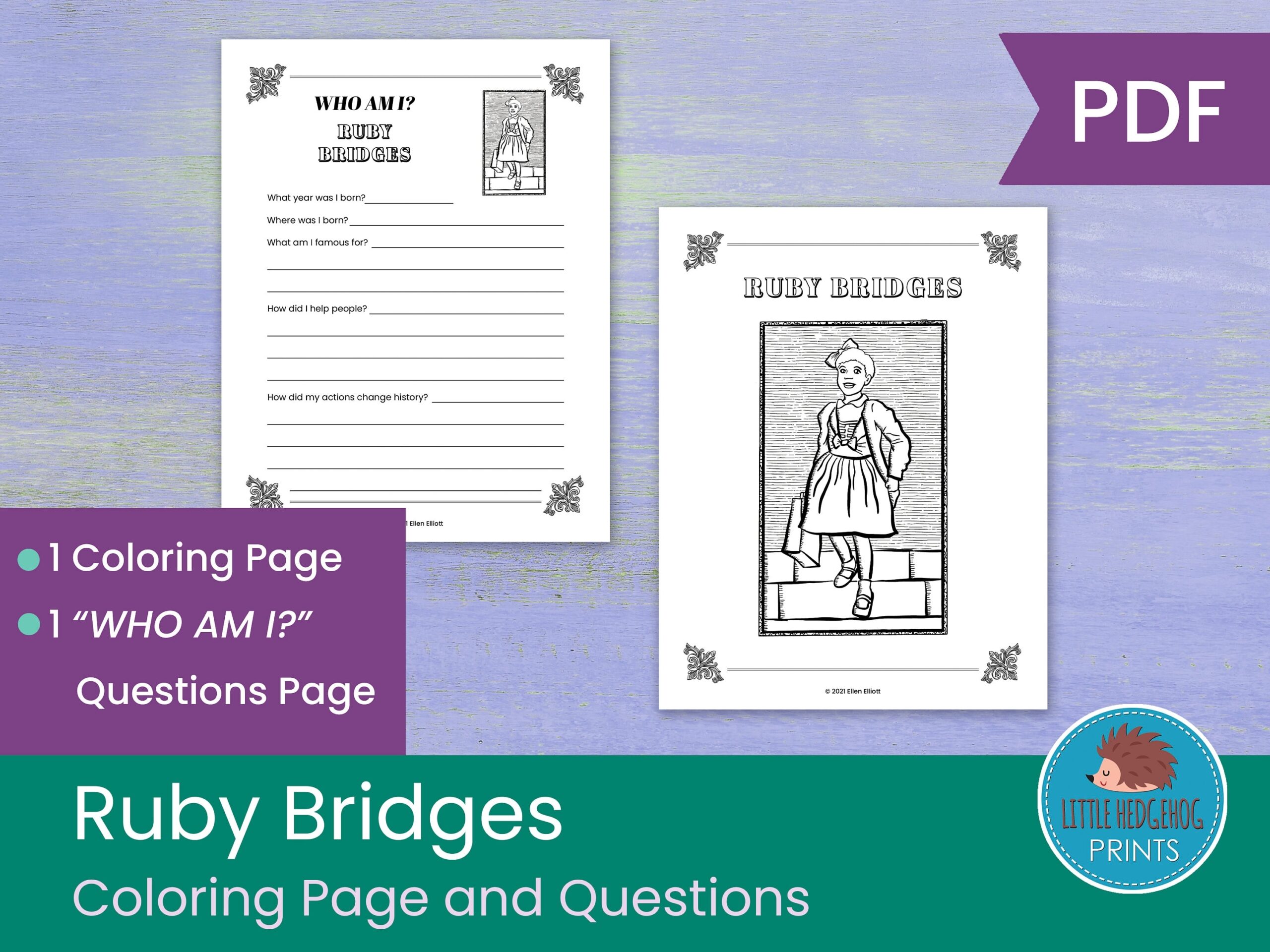 Ruby Bridges Coloring Page And Worksheets Etsy