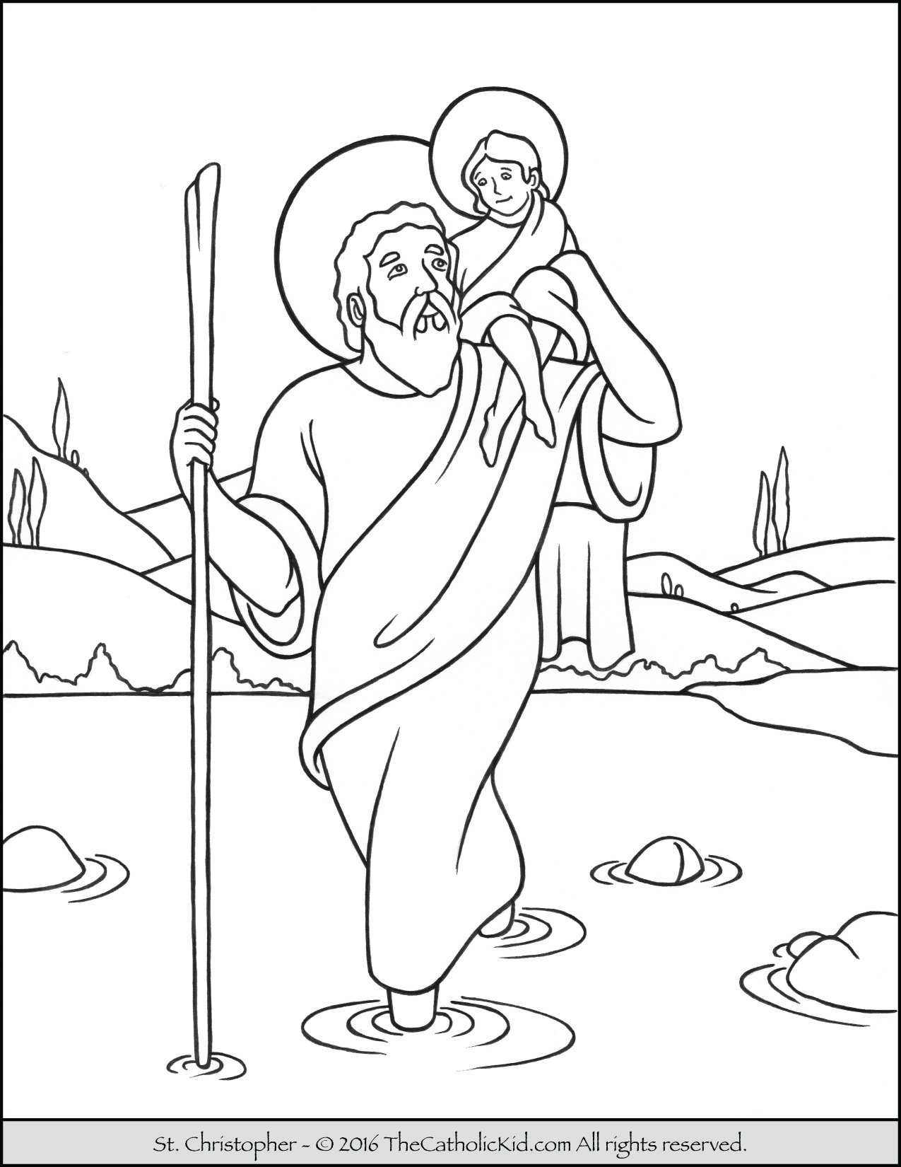 Saint Christopher Coloring Page The Catholic Kid