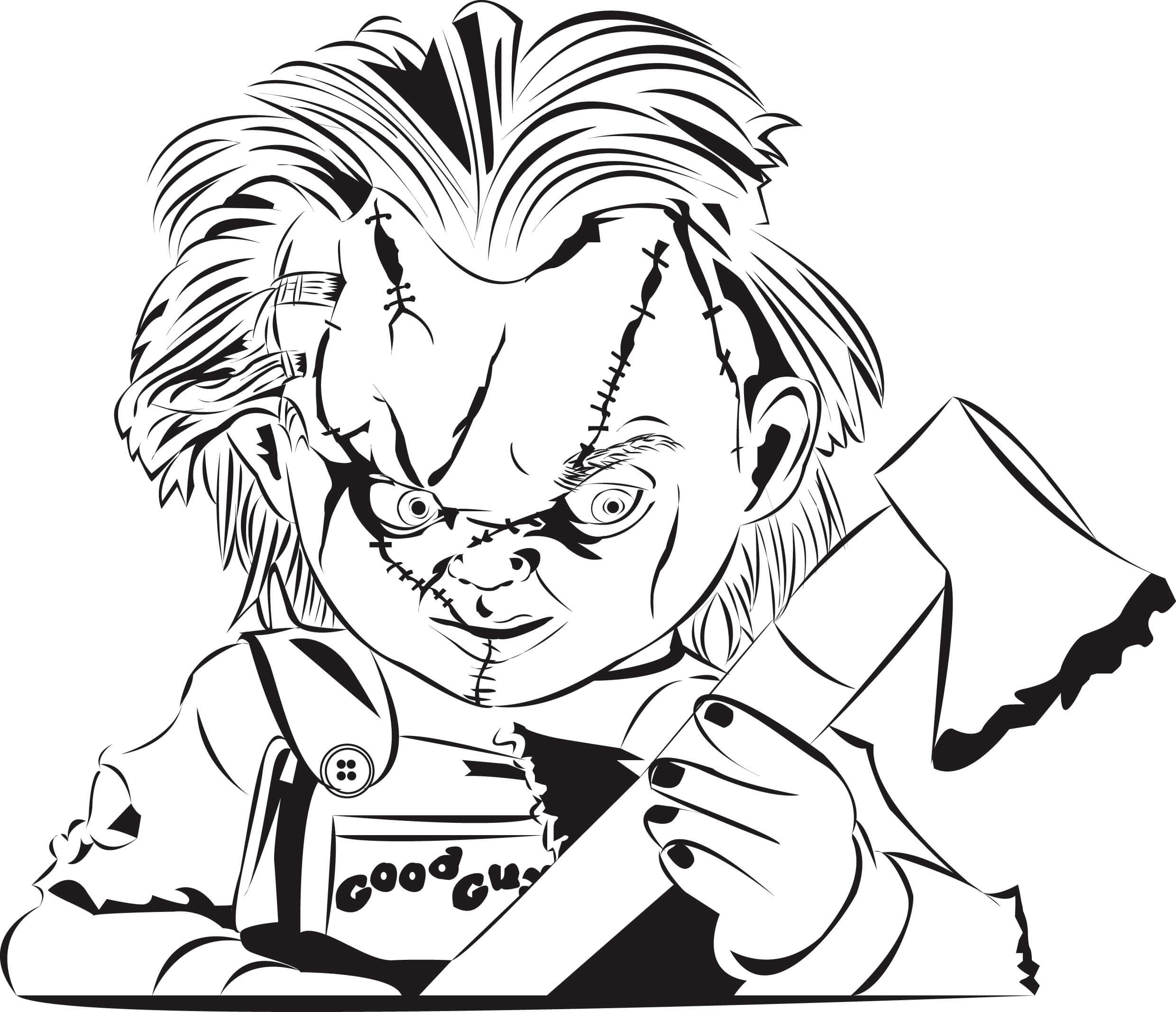 Scary Chucky Coloring Page Free Printable Coloring Pages For Kids