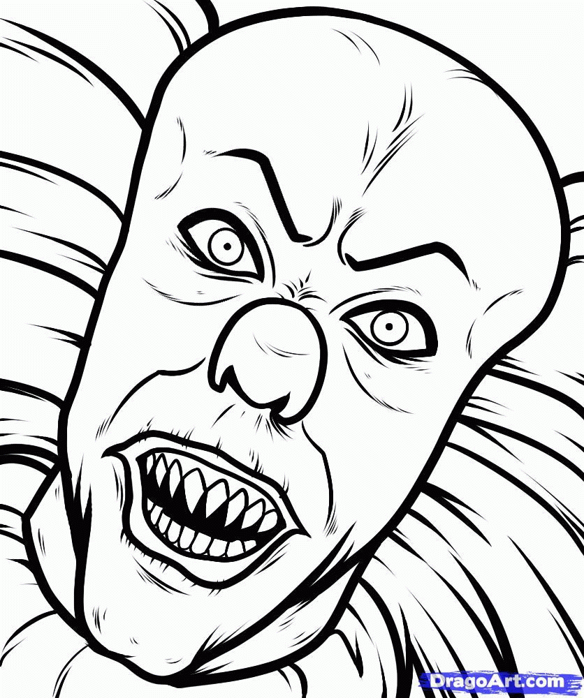 Scary Clown Printable Coloring Pages Coloring Home