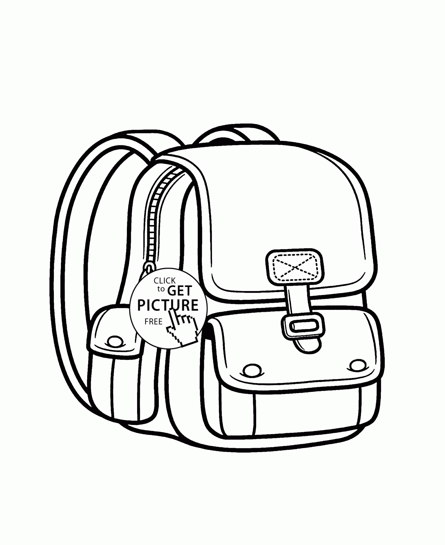 School Backpack Coloring Page Sketch Coloring Page
