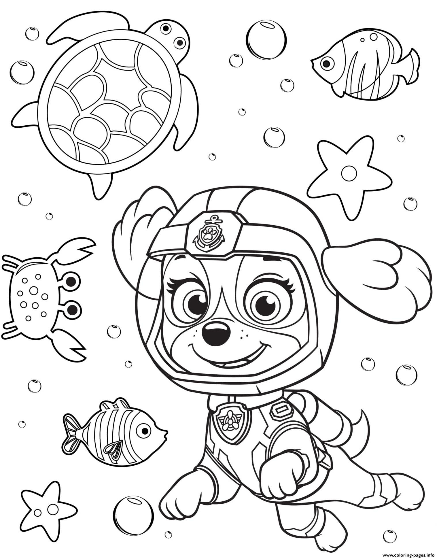 Sea Patrol Skye Paw Coloring Page Printable
