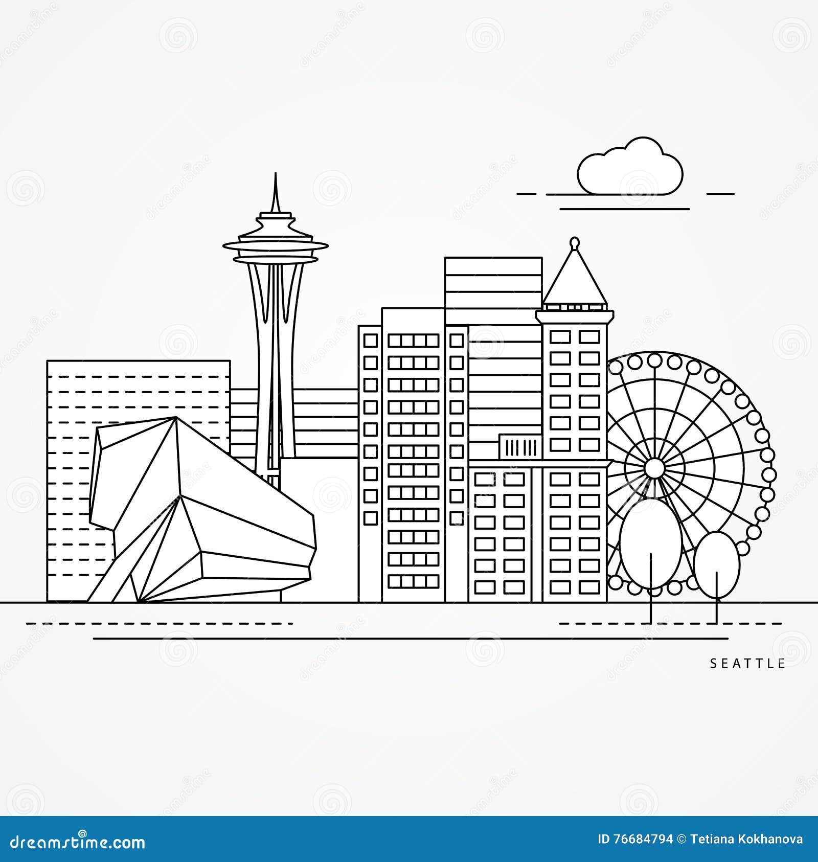 Seattle Skyline Coloring Pages