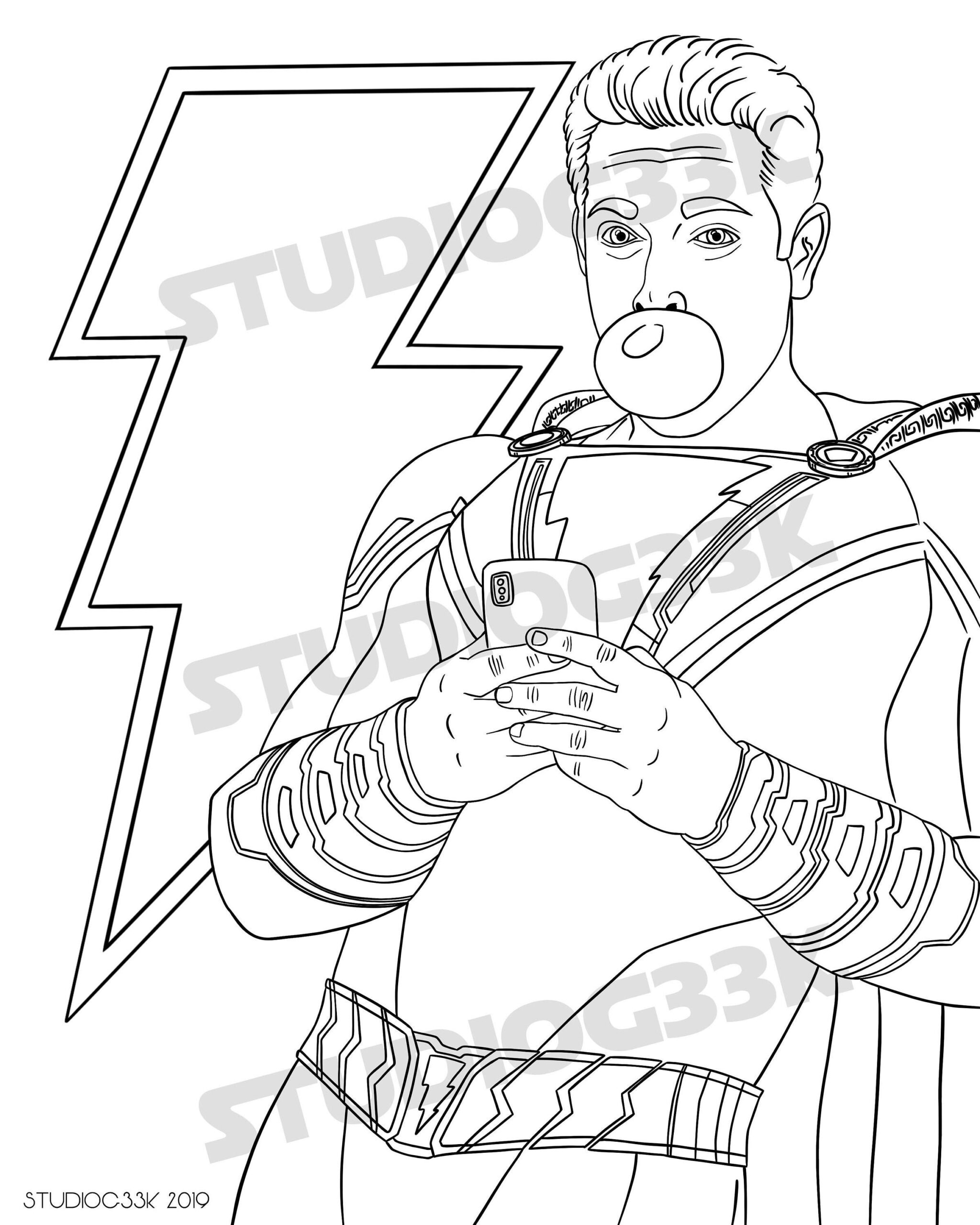 Shazam Printable Coloring Sheet Etsy