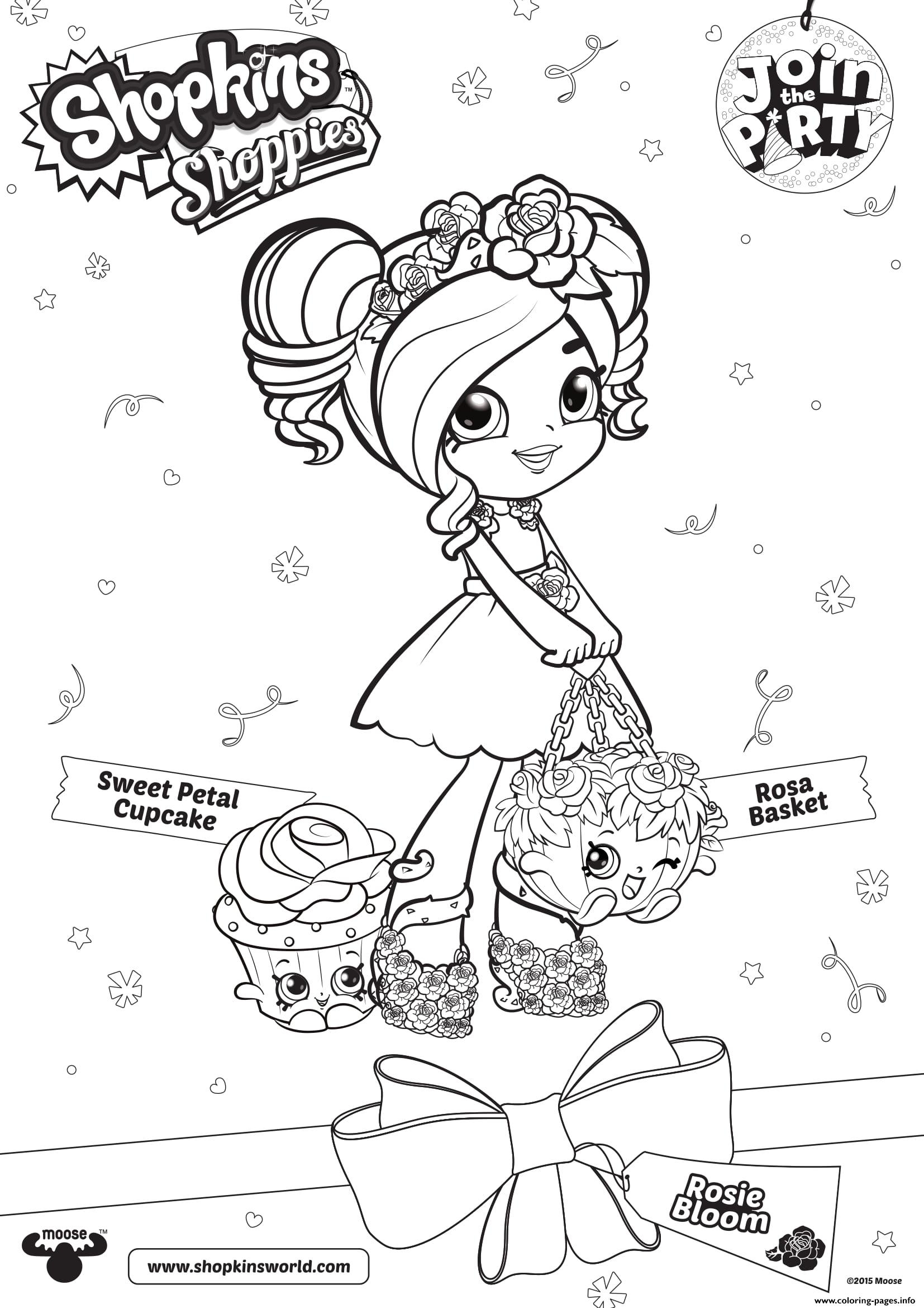 Shopkins Shoppies Sweet Petal Cupcake Rosie Bloom 1 Coloring Page Printable
