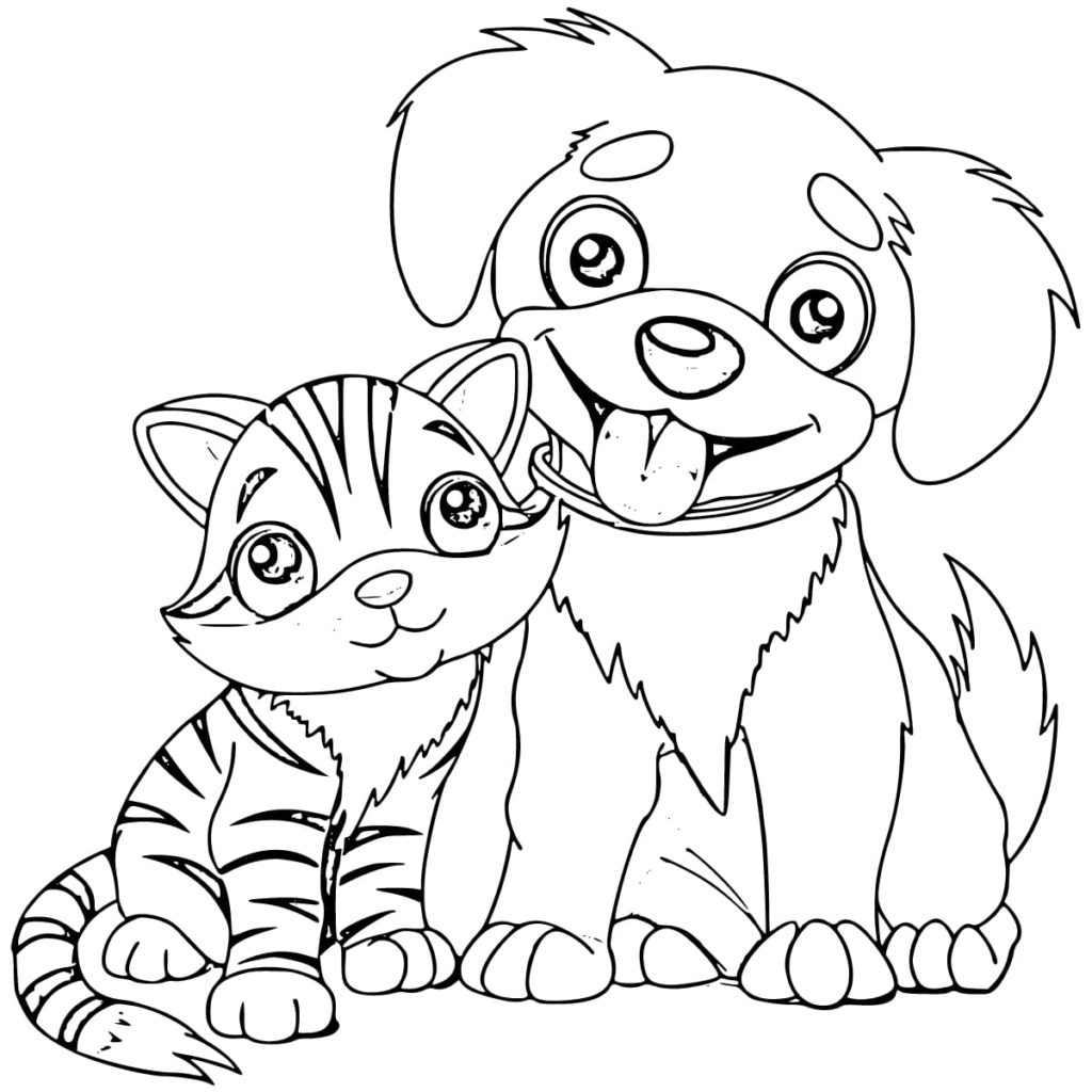 Dog And Cat Coloring Pages