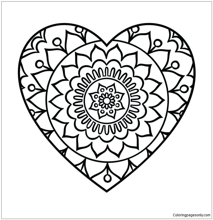 Simple Heart Mandala Coloring Page Free Printable Coloring Pages